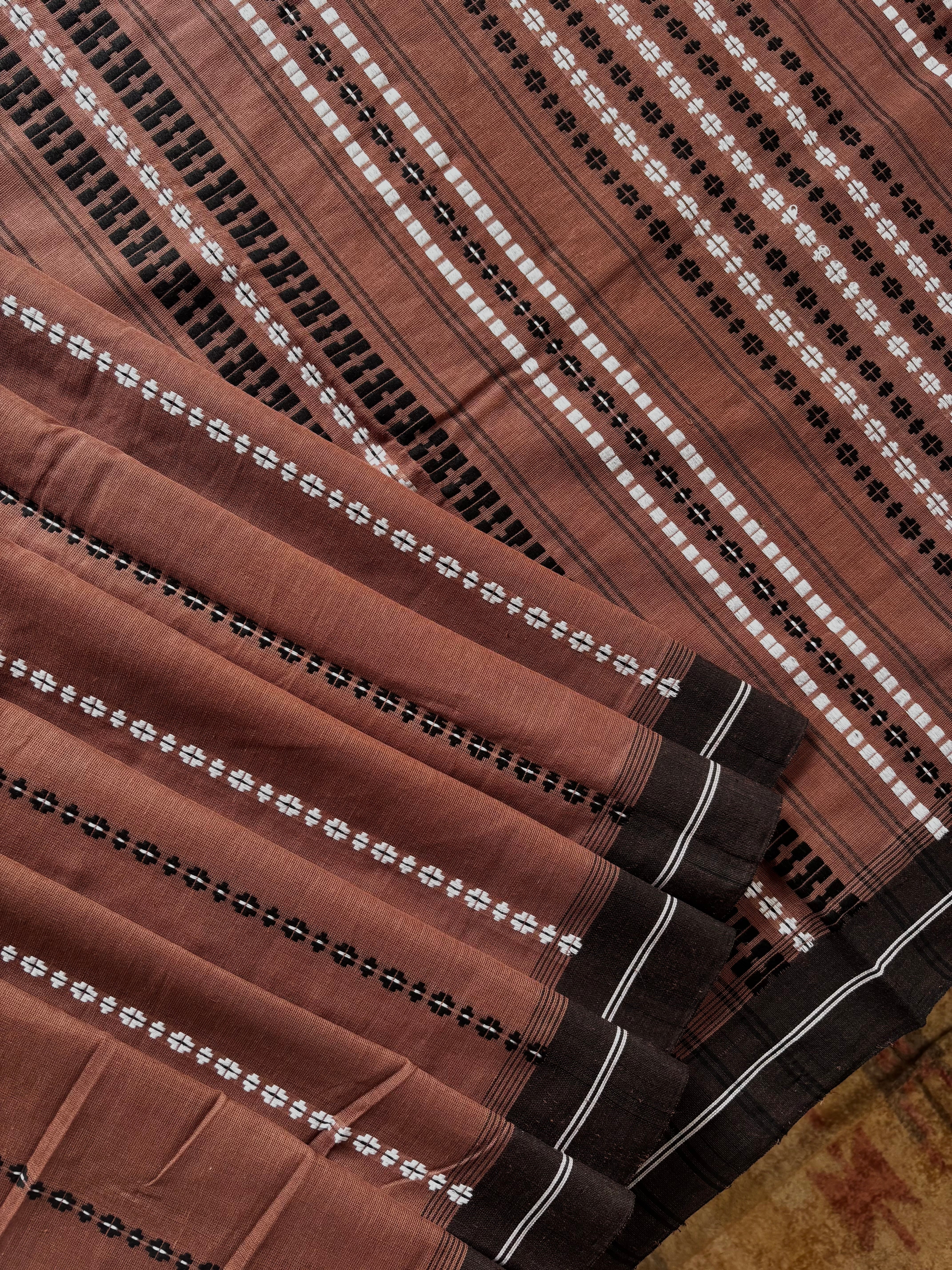Handwoven Brown Colour Begampuri Cotton Saree