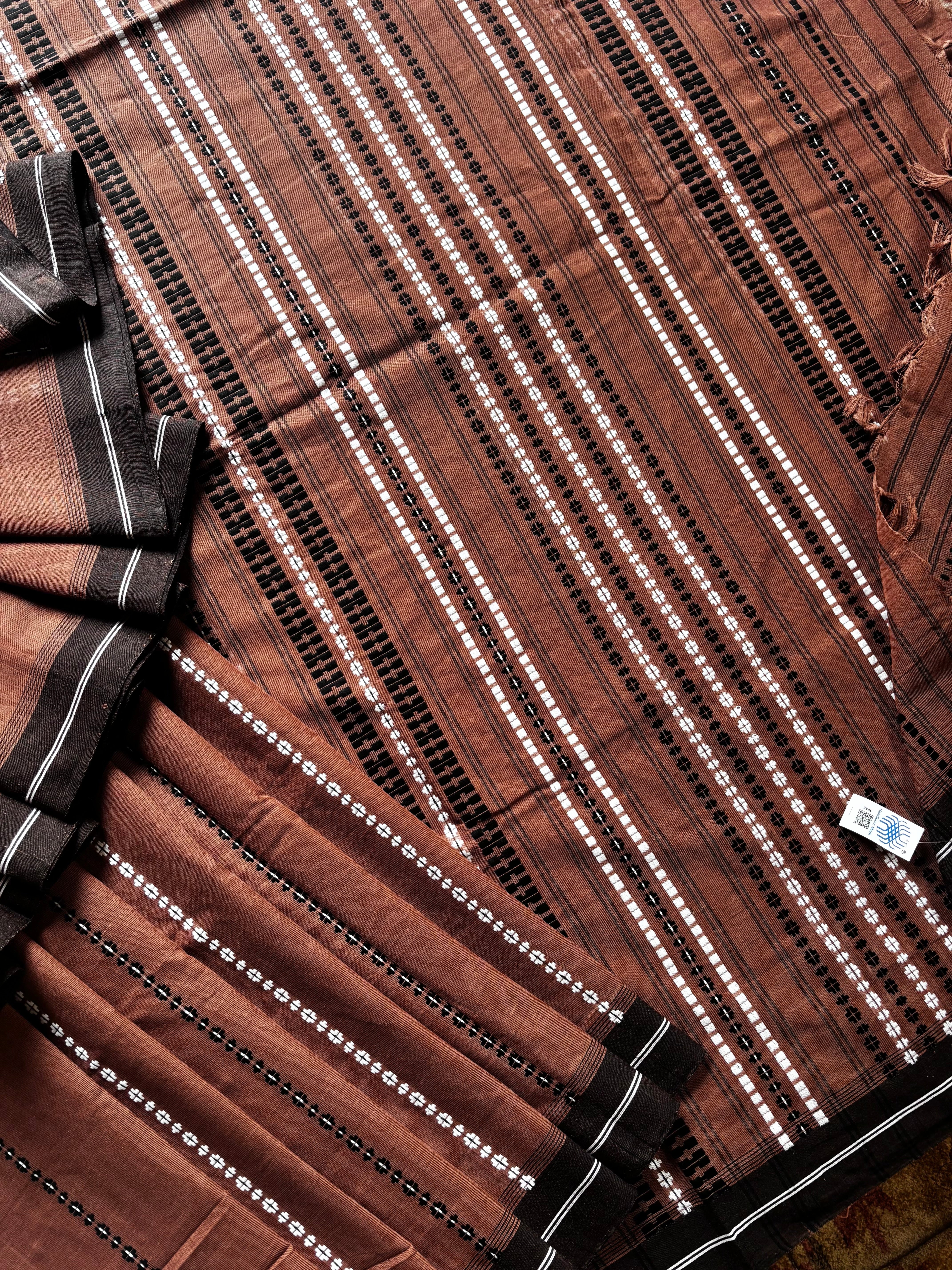 Handwoven Brown Colour Begampuri Cotton Saree