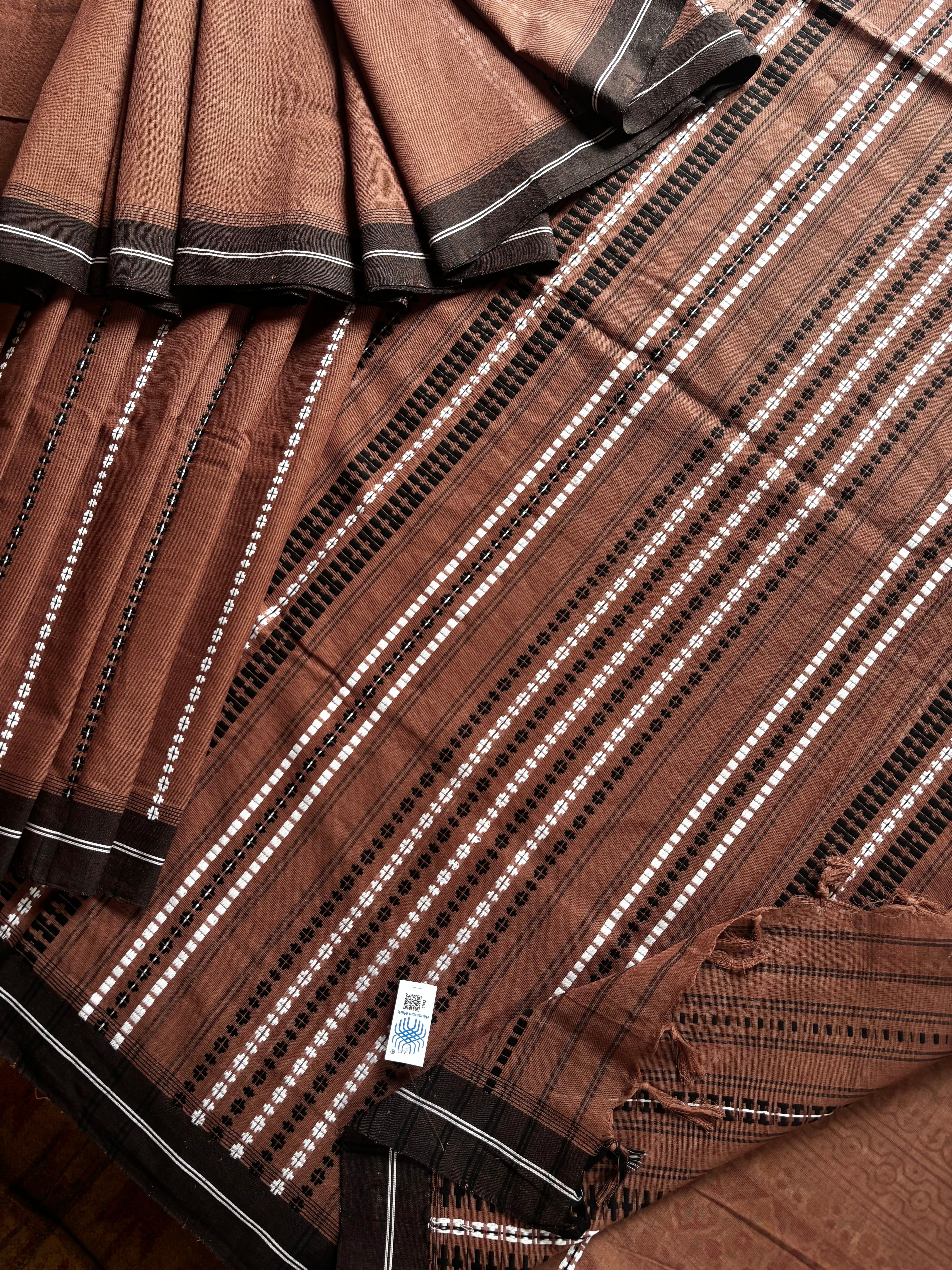 Handwoven Brown Colour Begampuri Cotton Saree