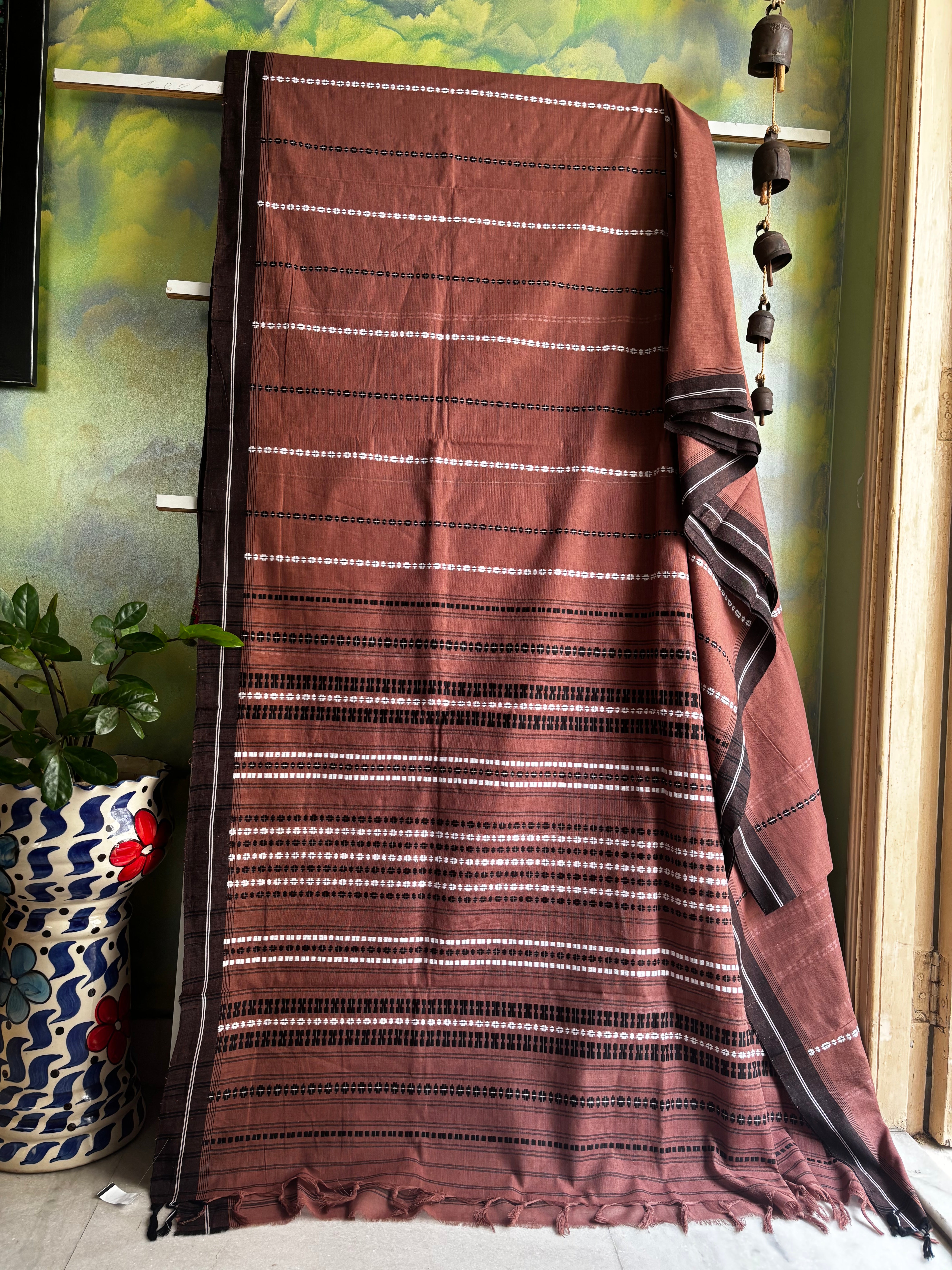 Handwoven Brown Colour Begampuri Cotton Saree