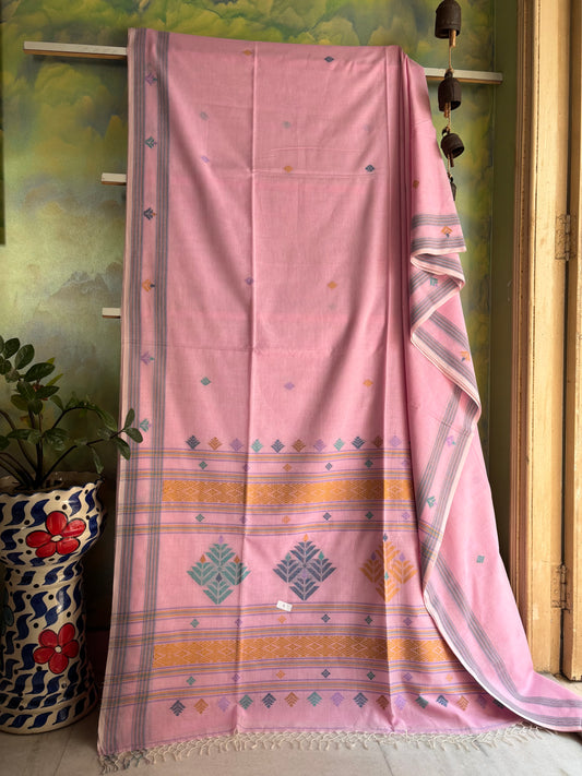 Handwoven Pink Colour Cotton Jamdani Saree