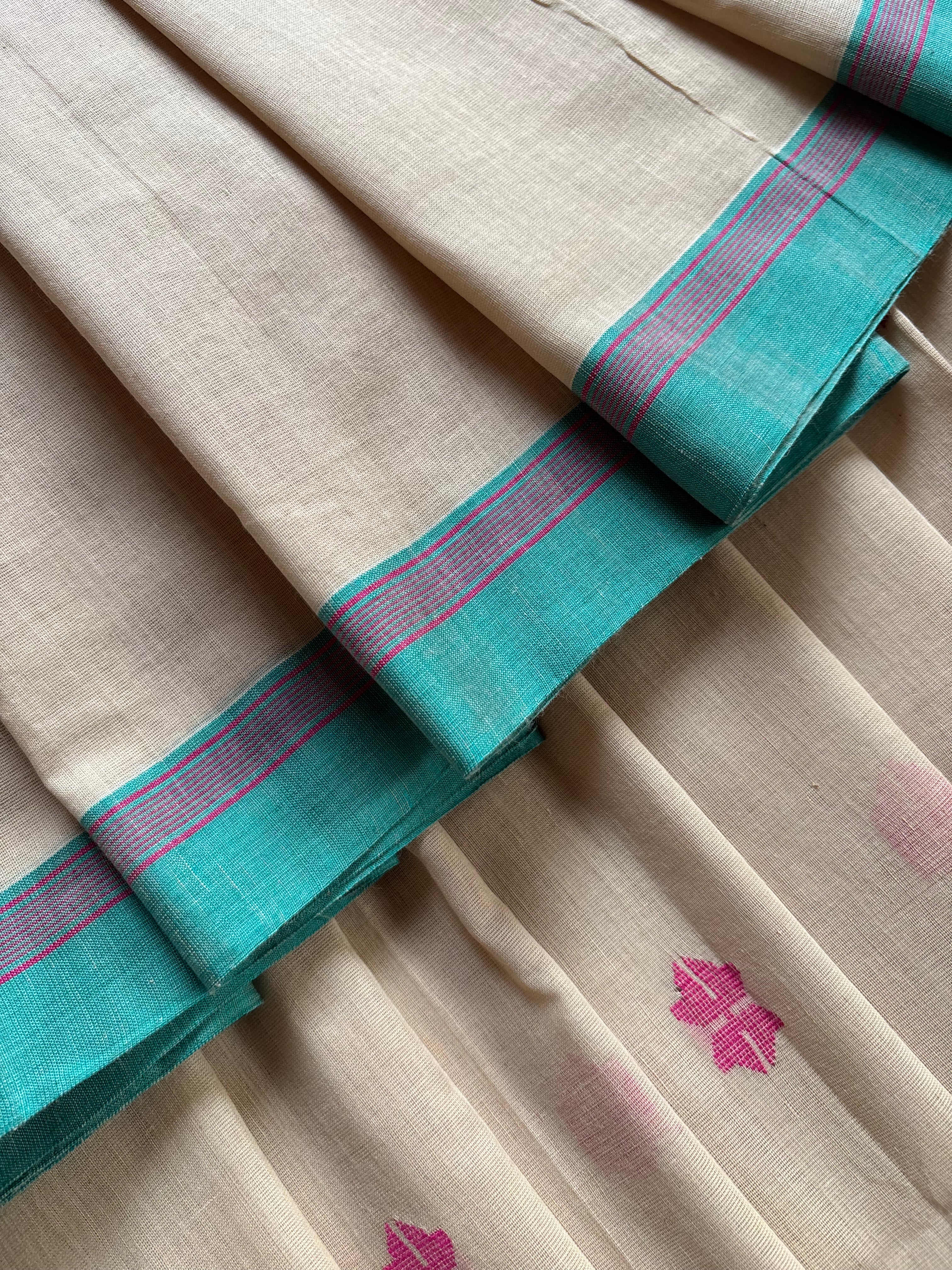 Handwoven Beige Colour Cotton Jamdani Saree