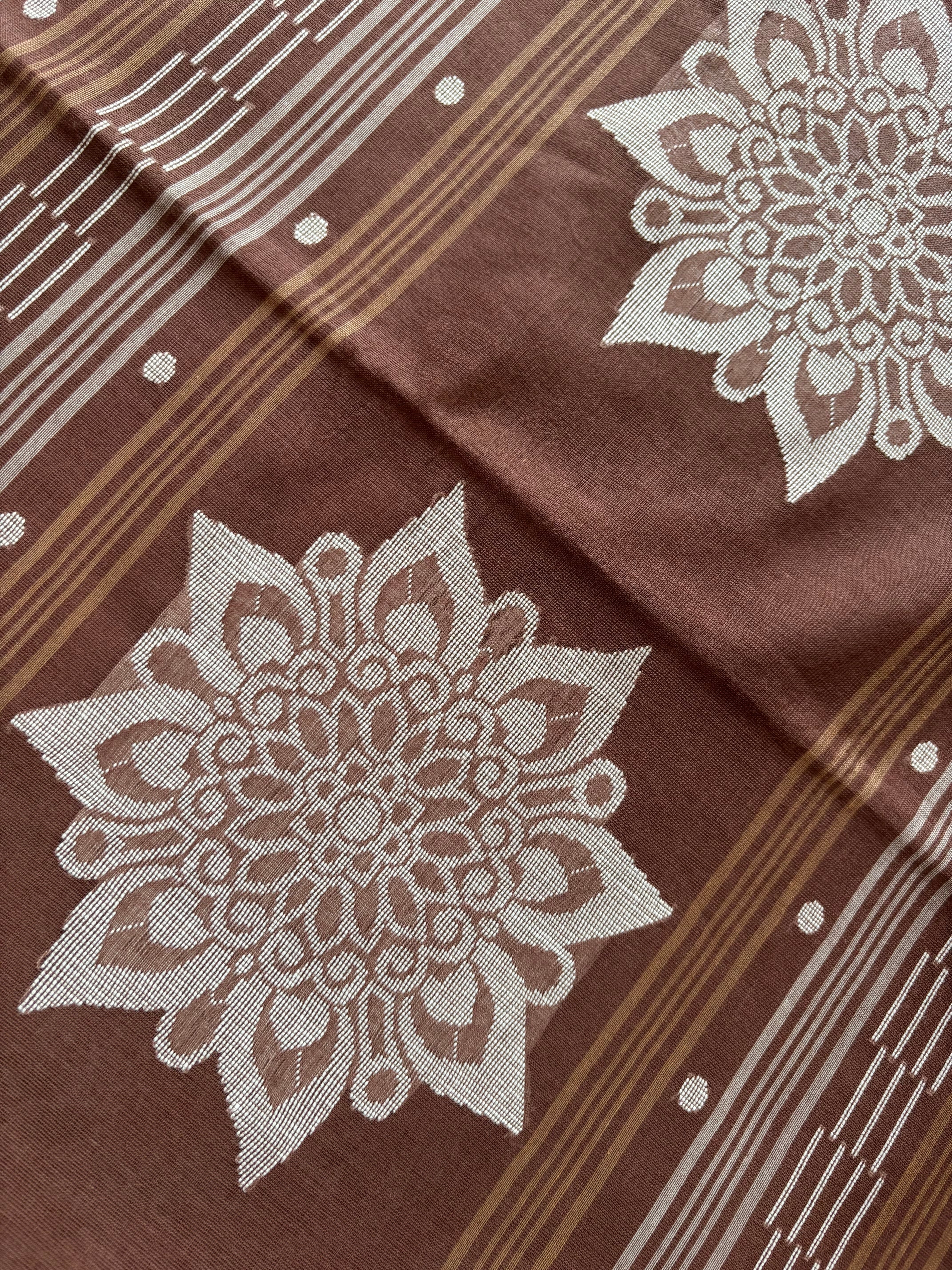 Handwoven Light Brown Colour Cotton Jamdani Saree