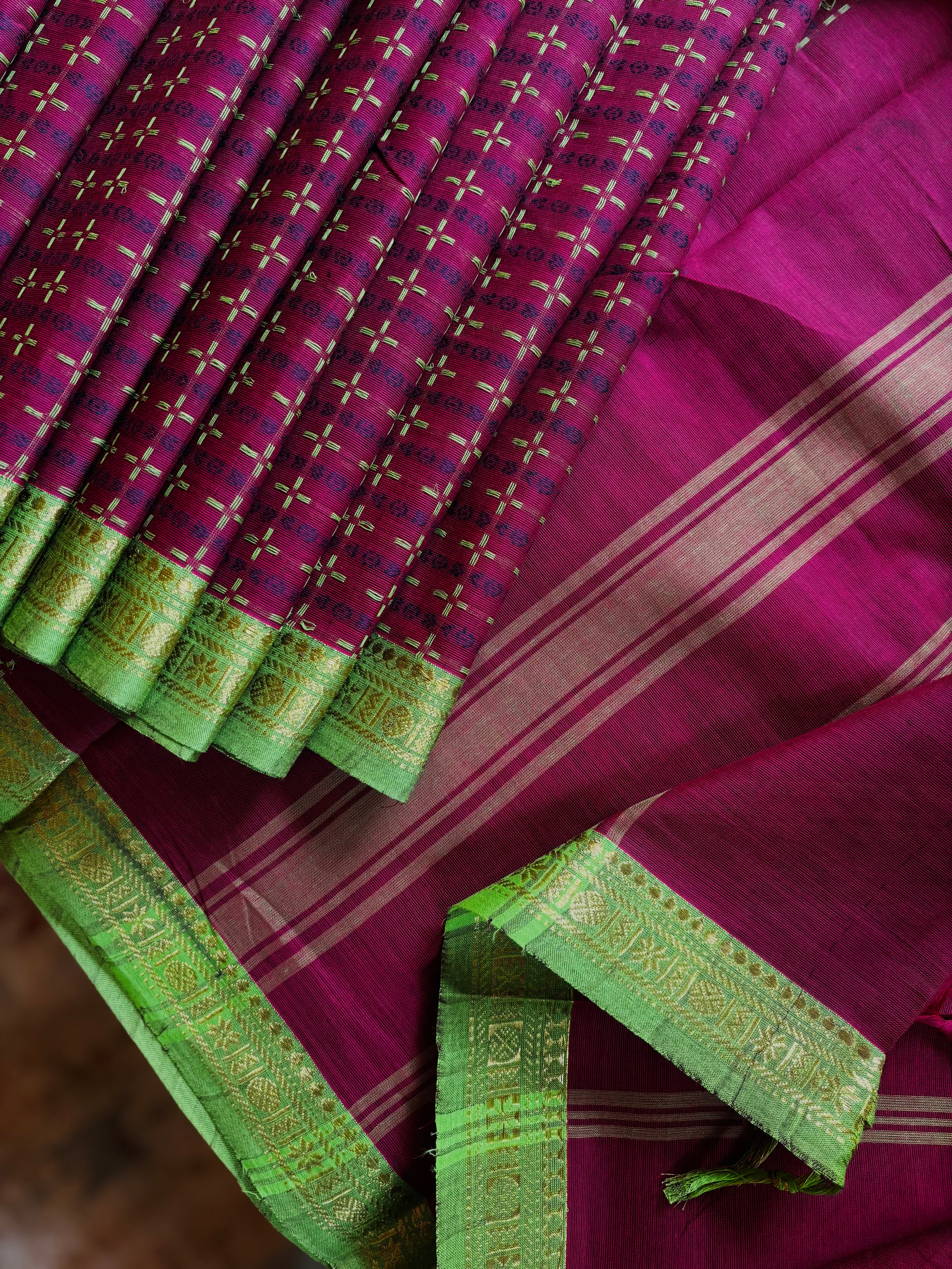 Pure Cotton Dual Toned Purple Kanchi Saree