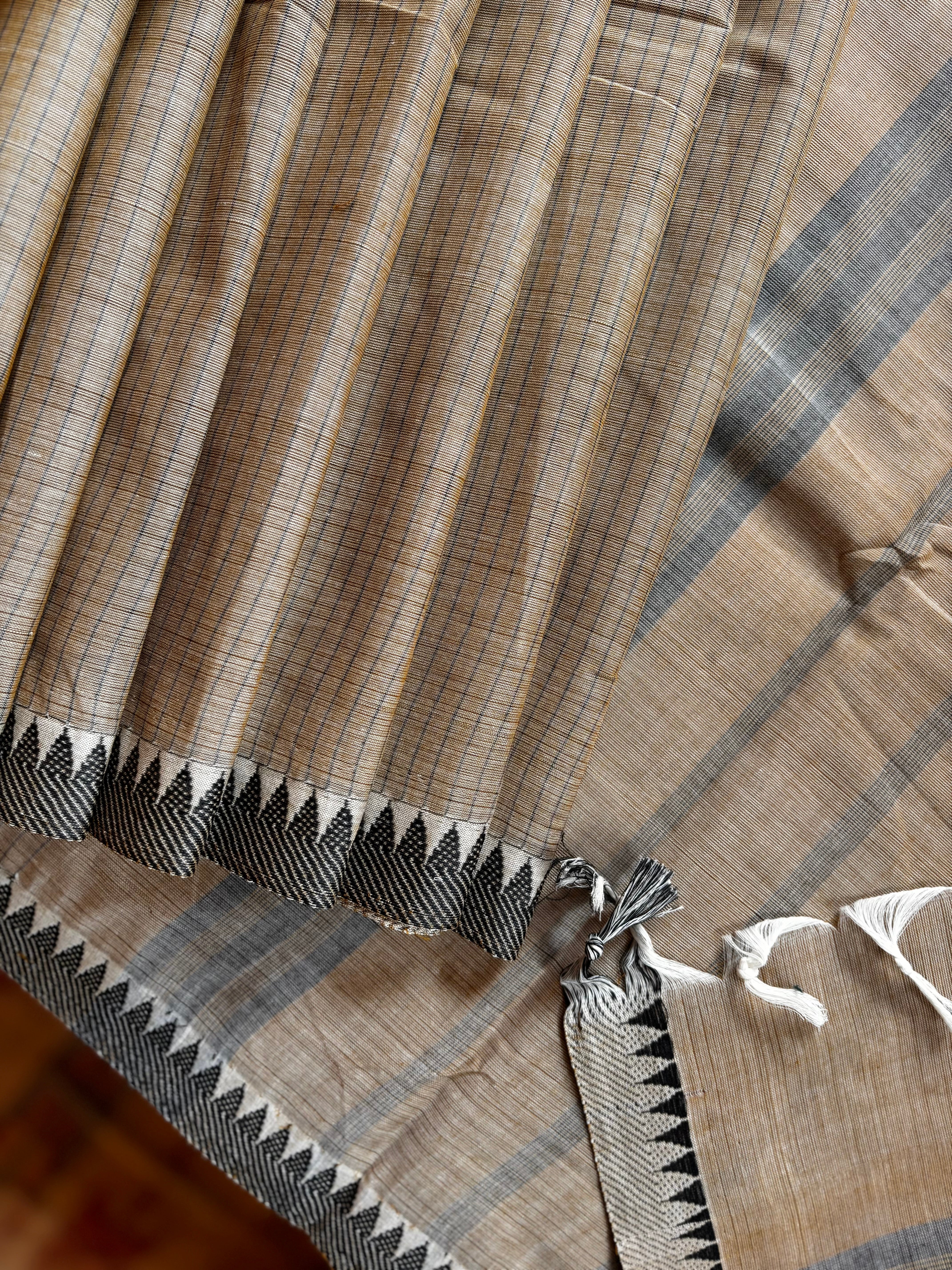 Pure Cotton Natural Tussar Colour Kanchi Saree