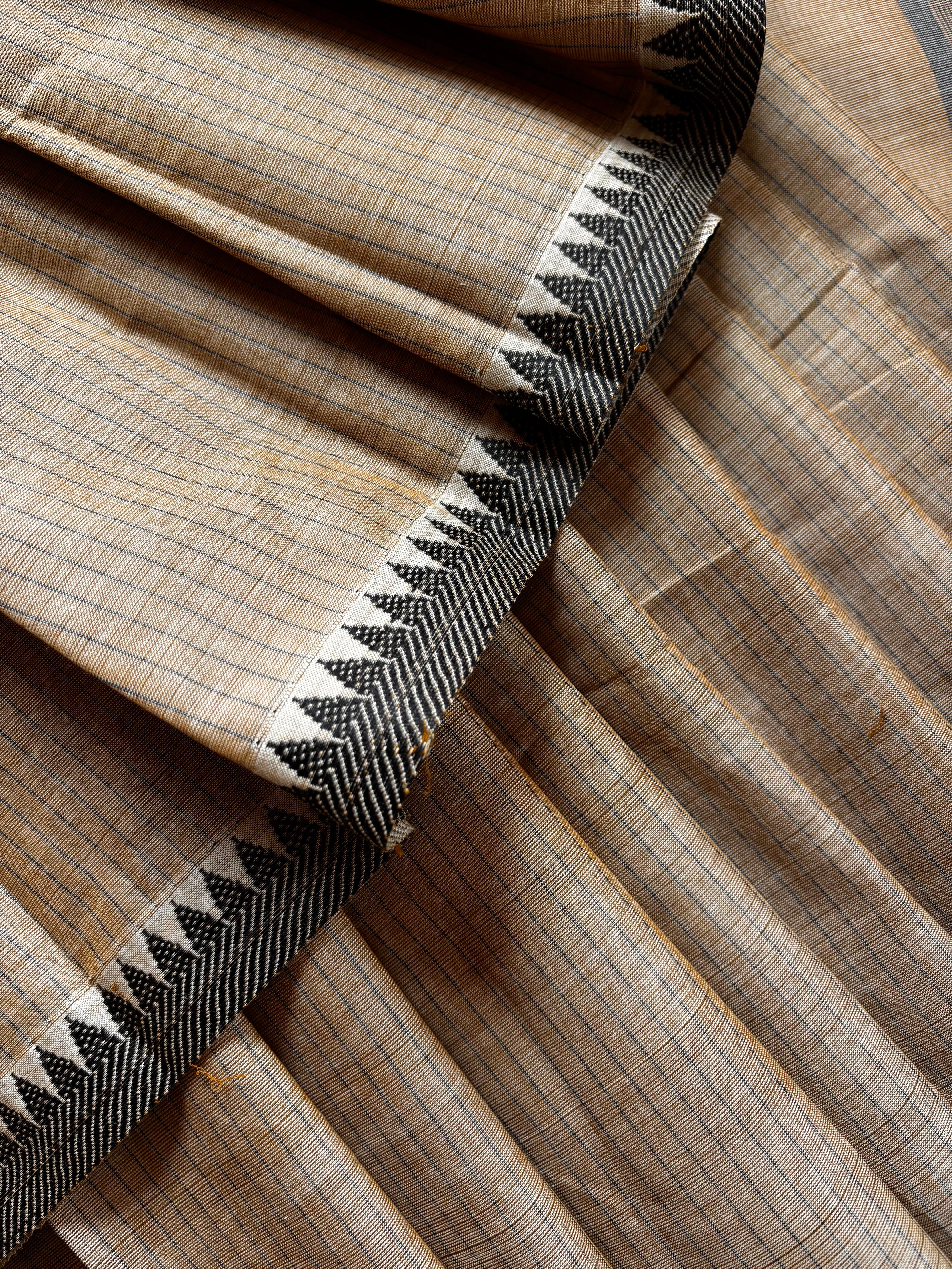 Pure Cotton Natural Tussar Colour Kanchi Saree
