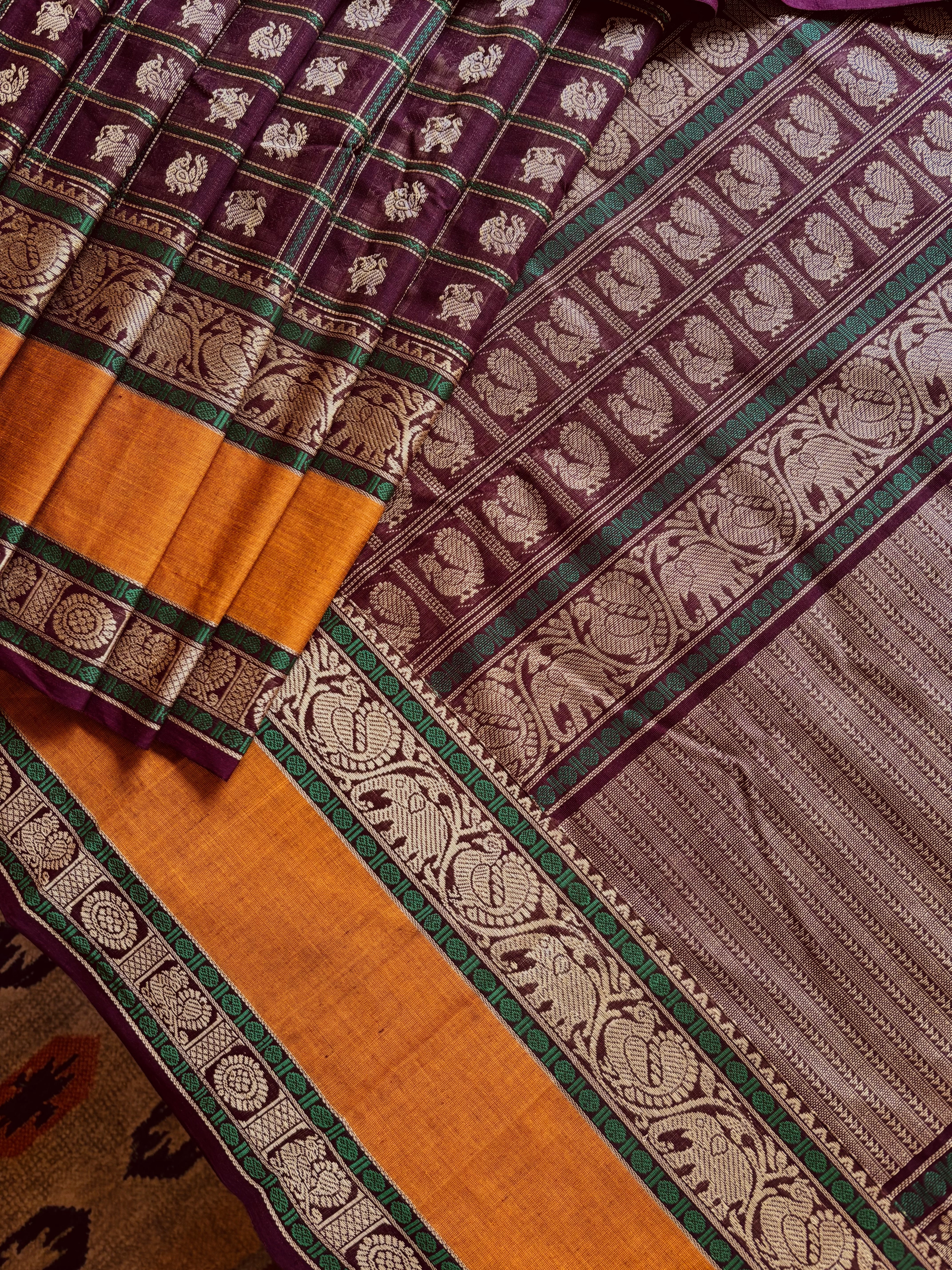 Handwoven Plum Colour Kanchipuram  Aayirum Butta Cotton Saree