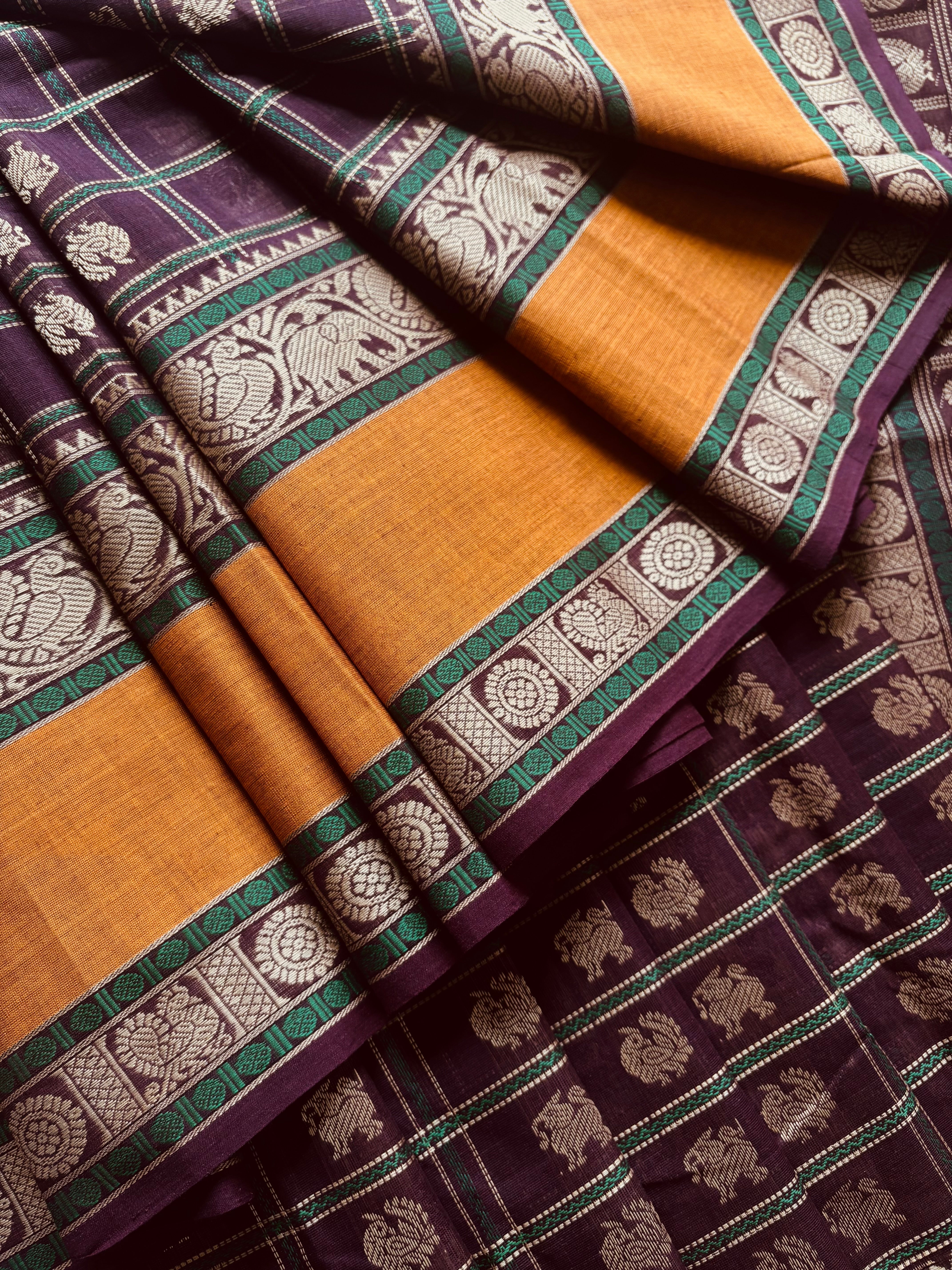 Handwoven Plum Colour Kanchipuram  Aayirum Butta Cotton Saree
