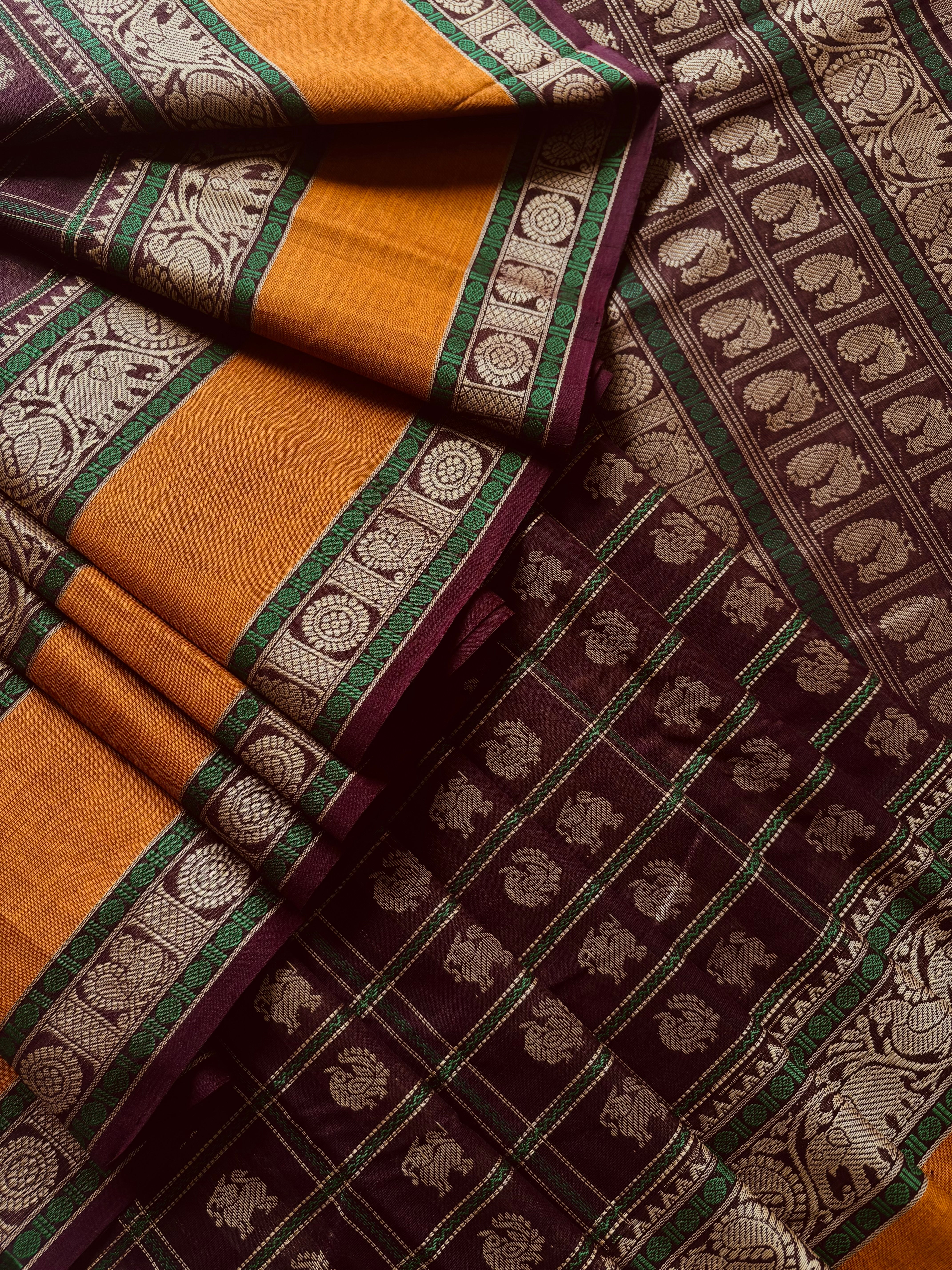 Handwoven Plum Colour Kanchipuram  Aayirum Butta Cotton Saree