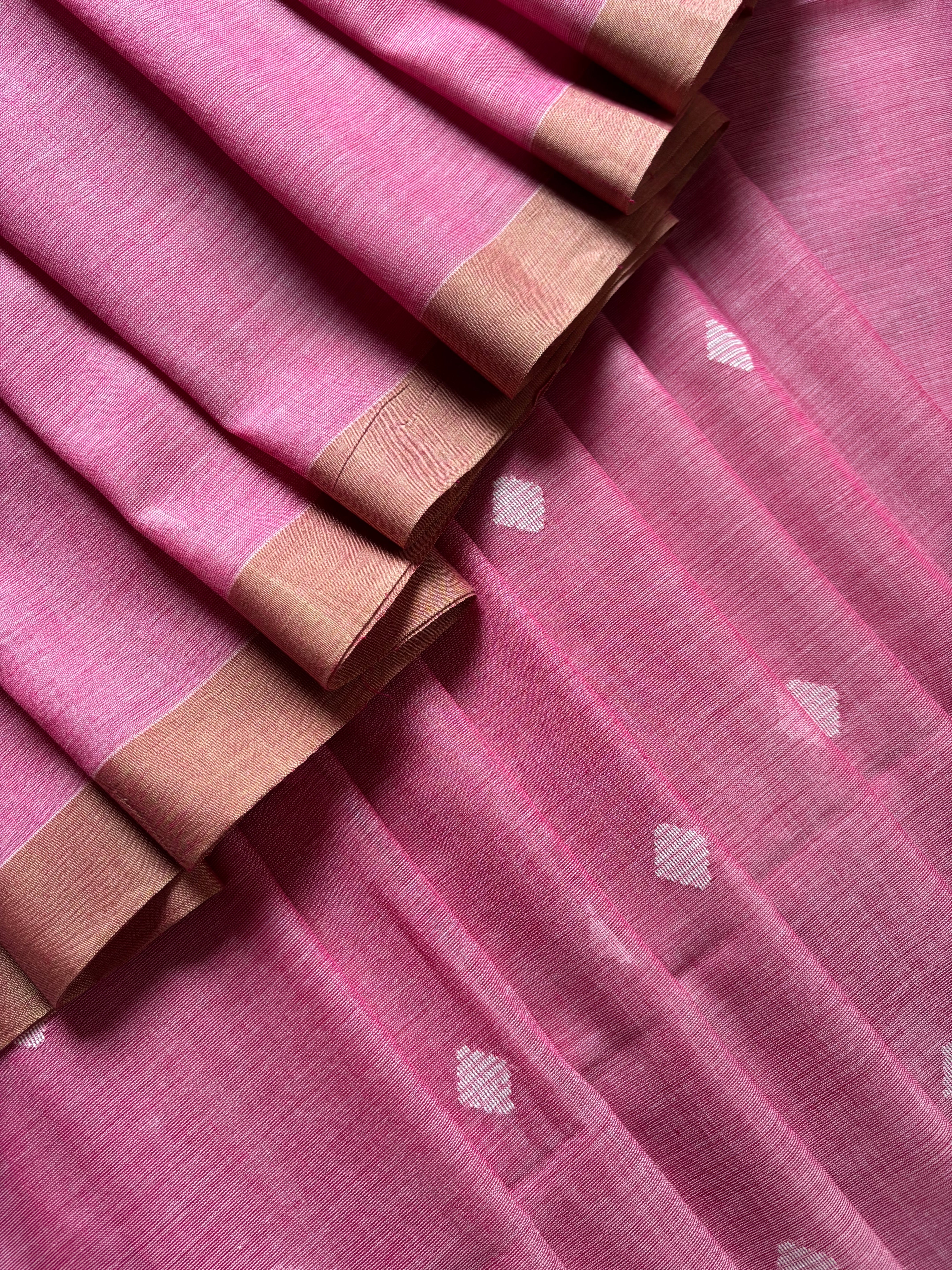 Handwoven Light Pink Cotton Jamdani Saree