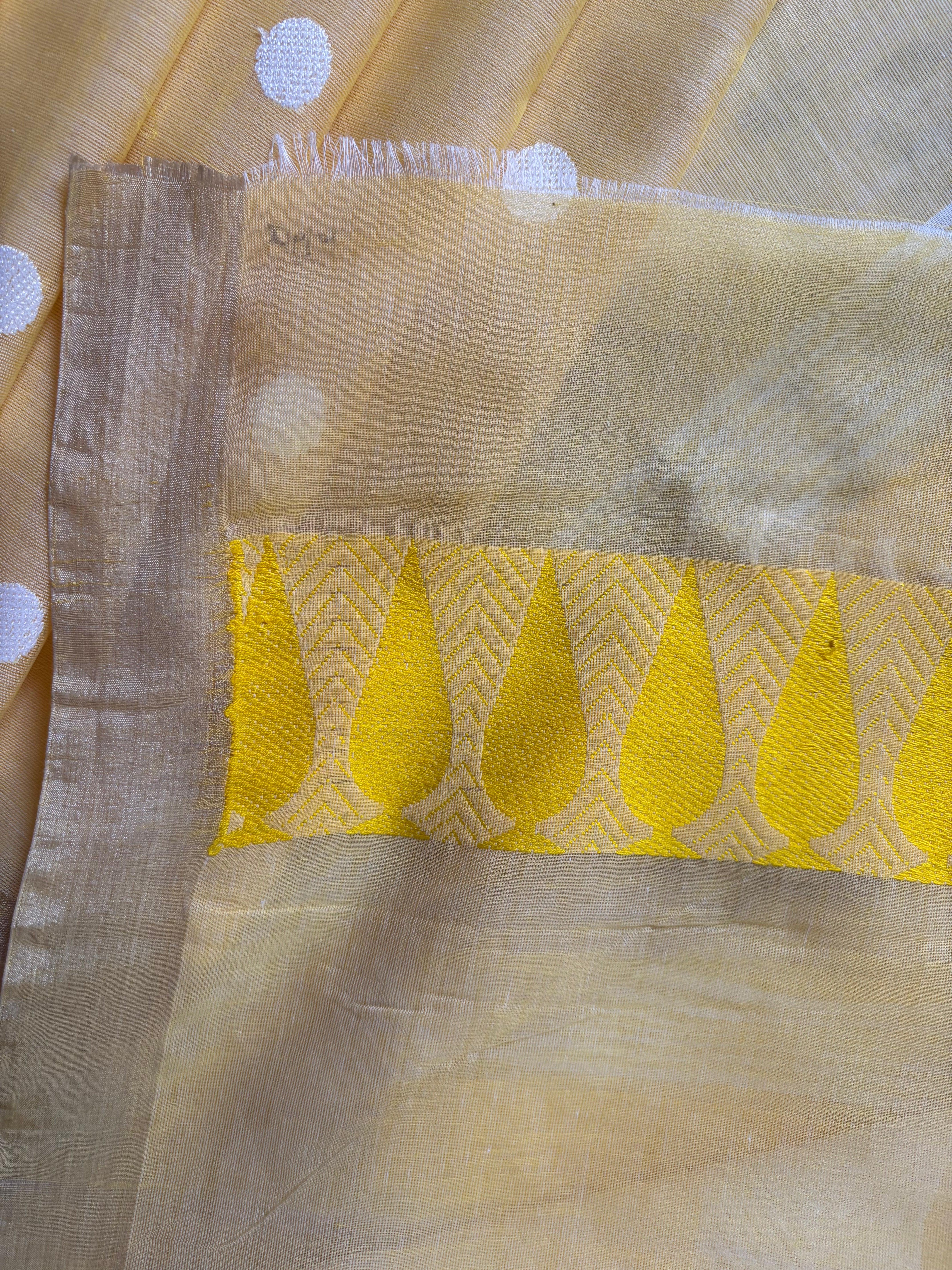 Handwoven Butterscotch Yellow Phulia Cotton Saree