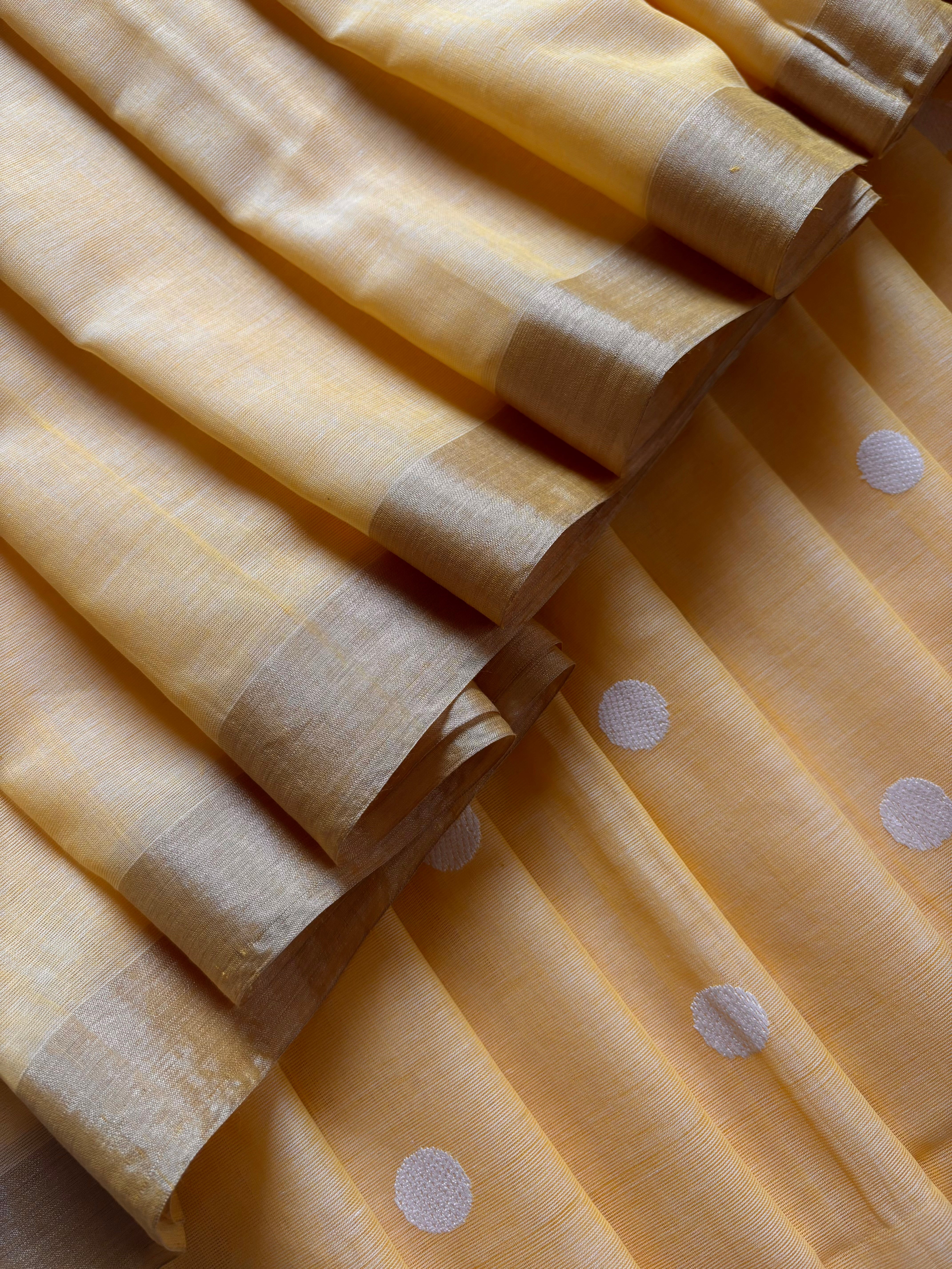 Handwoven Butterscotch Yellow Phulia Cotton Saree