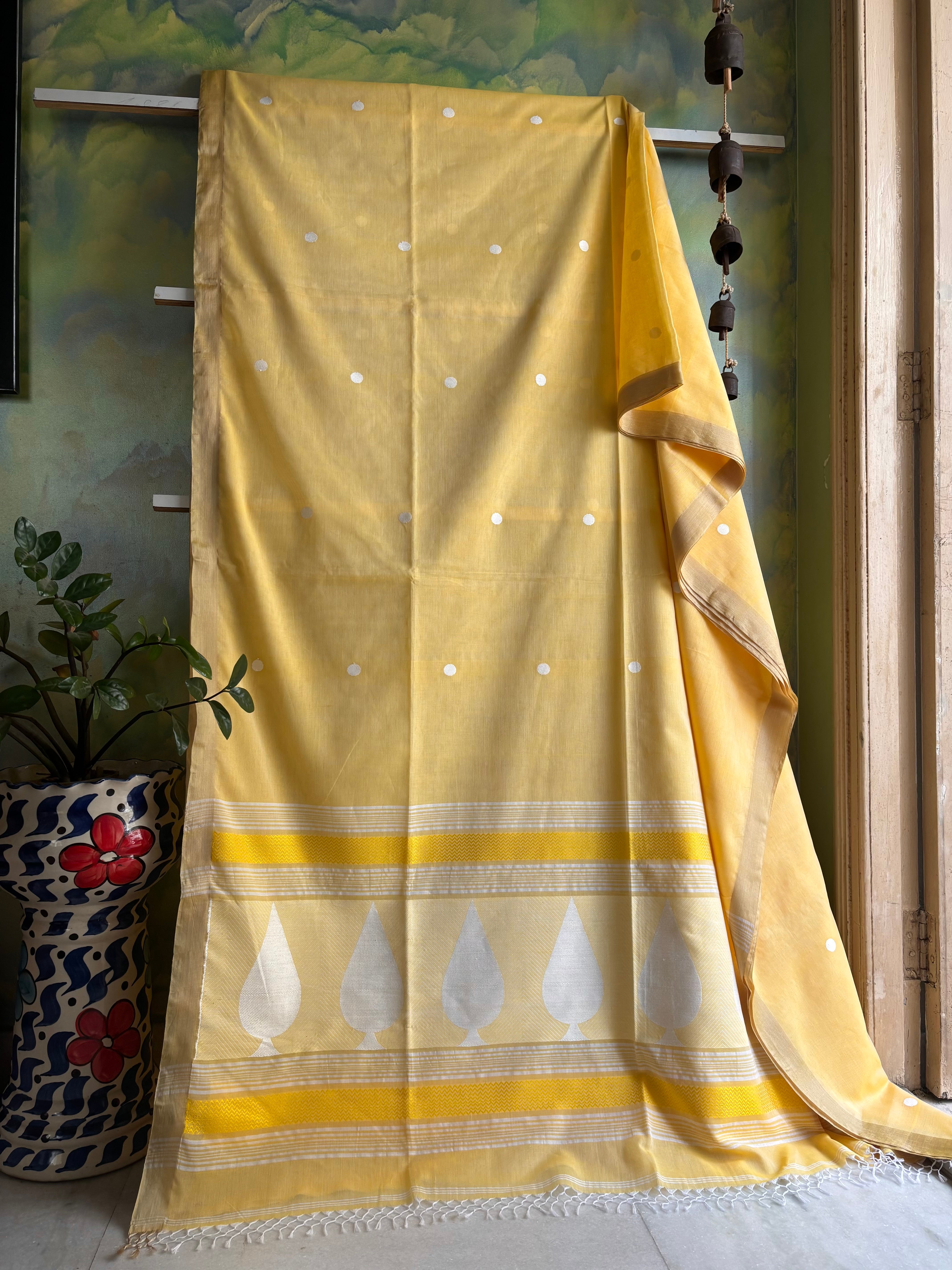 Handwoven Butterscotch Yellow Phulia Cotton Saree
