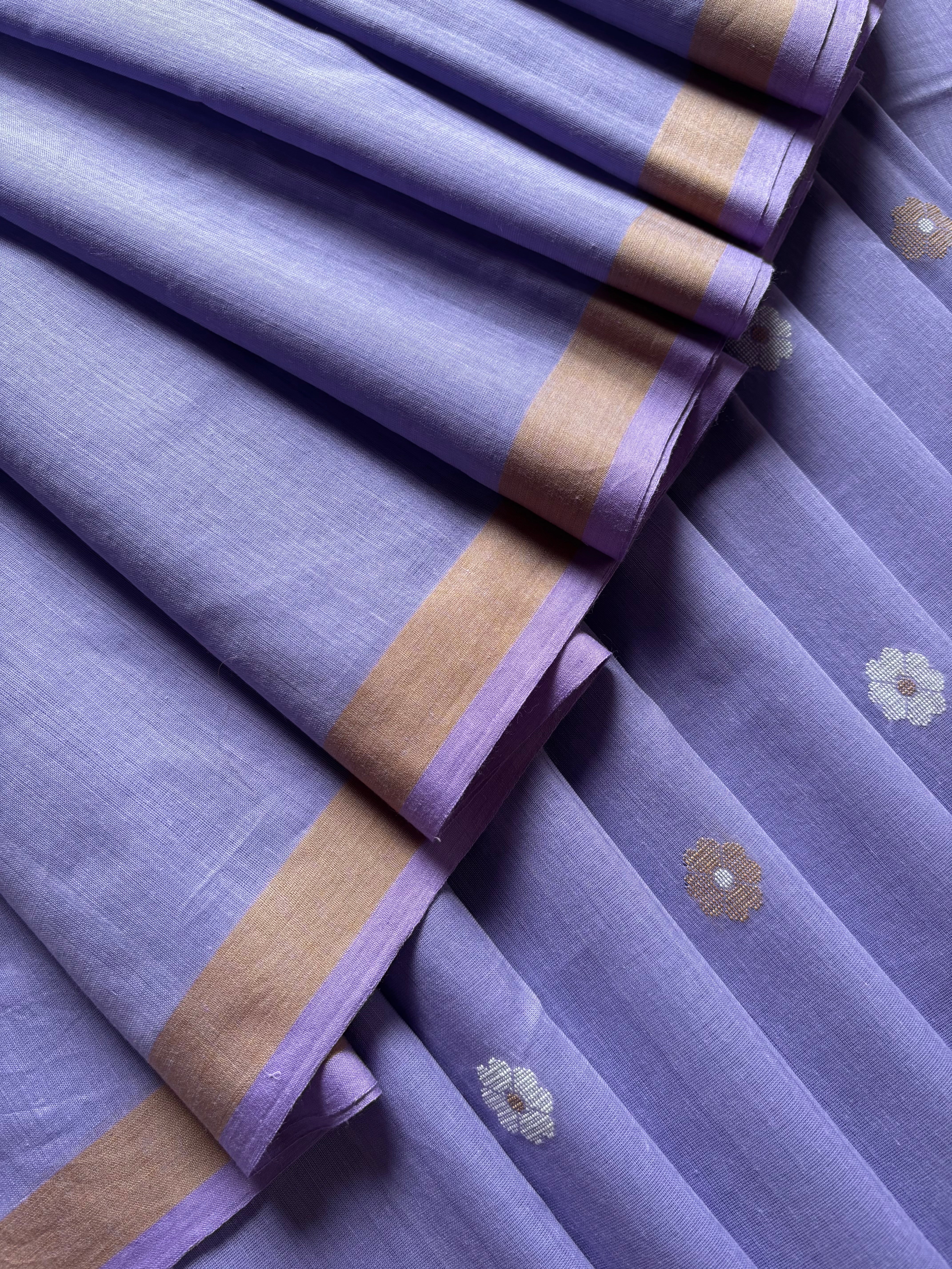 Handwoven Lavender Colour Cotton Jamdani Saree
