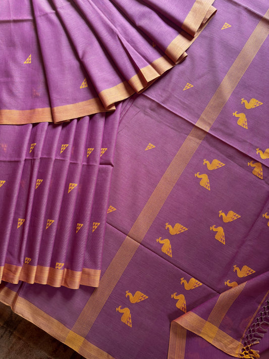 Handwoven Dual Toned Pink Colour Cotton Jamdani Saree