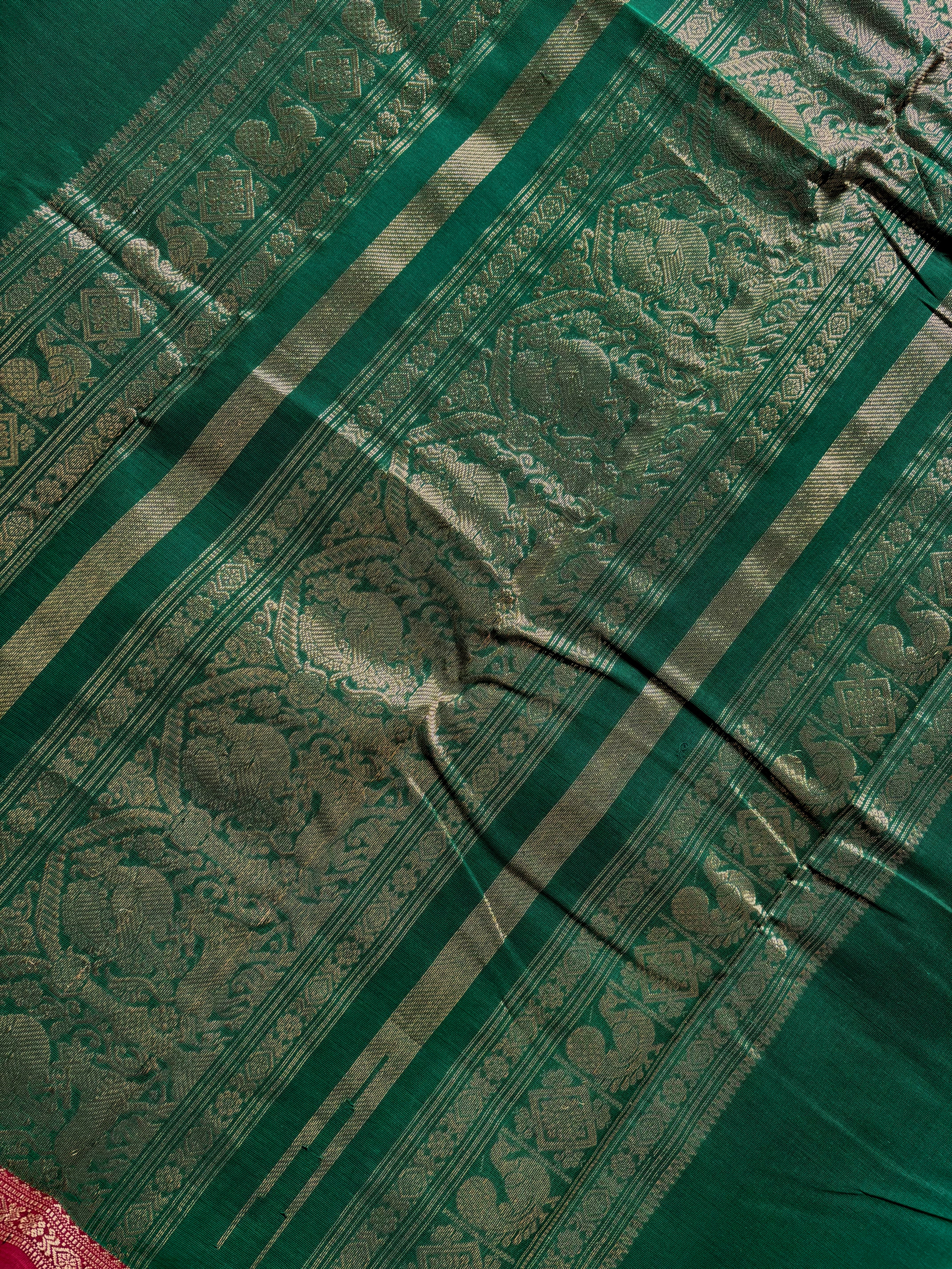 Handwoven Green Colour Kanchipuram Cotton Saree