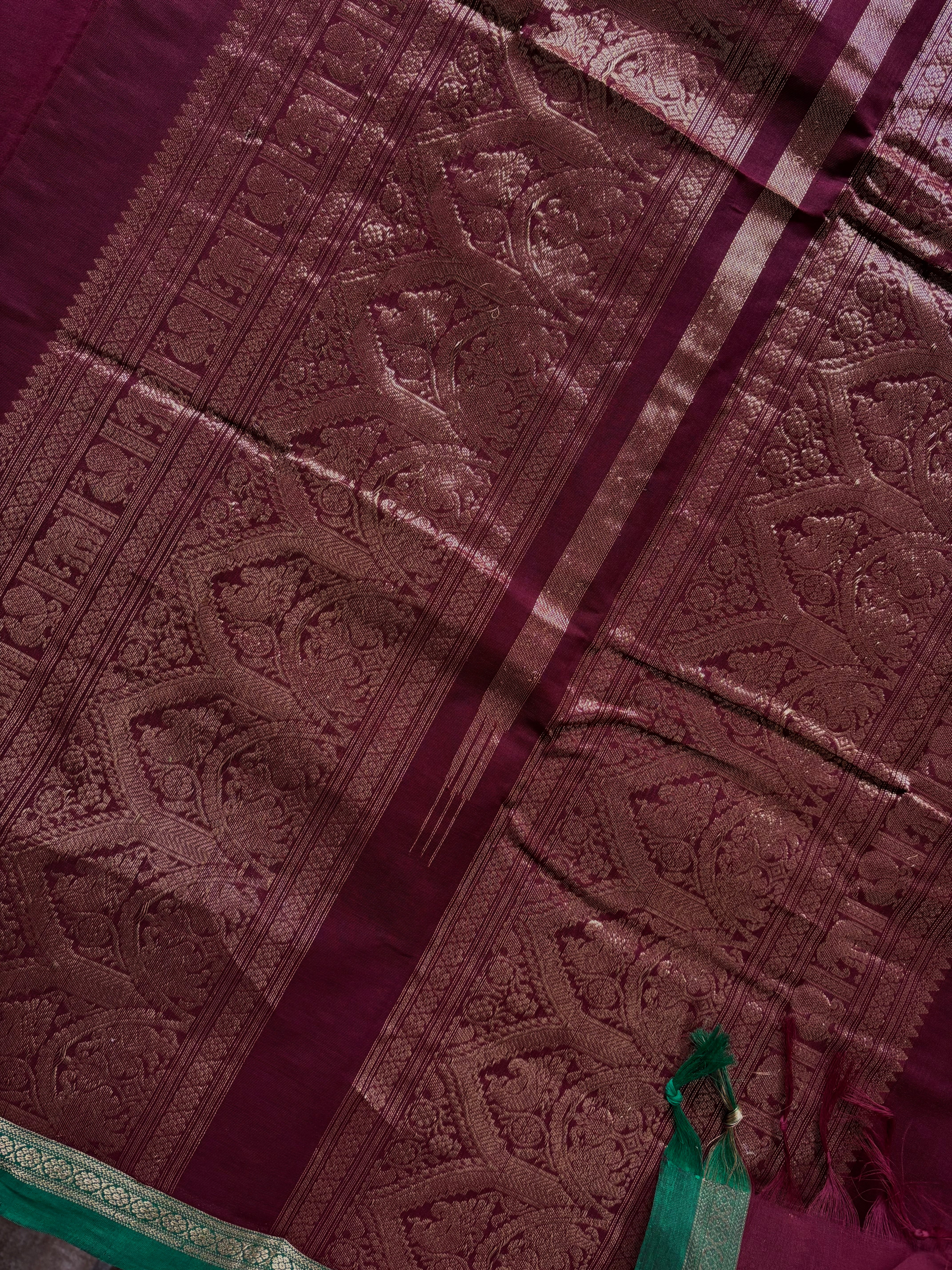 Handwoven Burgundy Colour Kanchipuram Cotton Saree