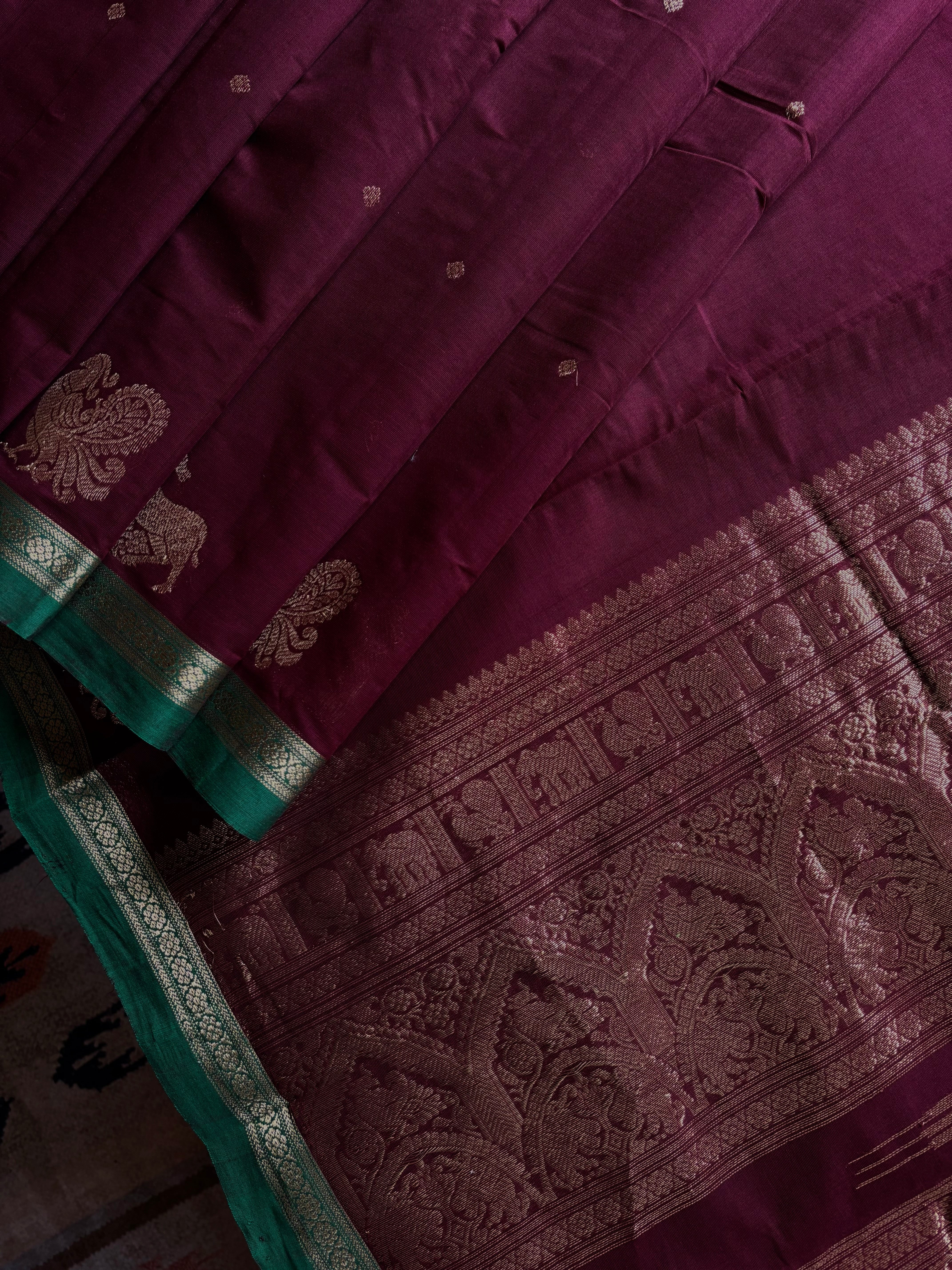 Handwoven Burgundy Colour Kanchipuram Cotton Saree