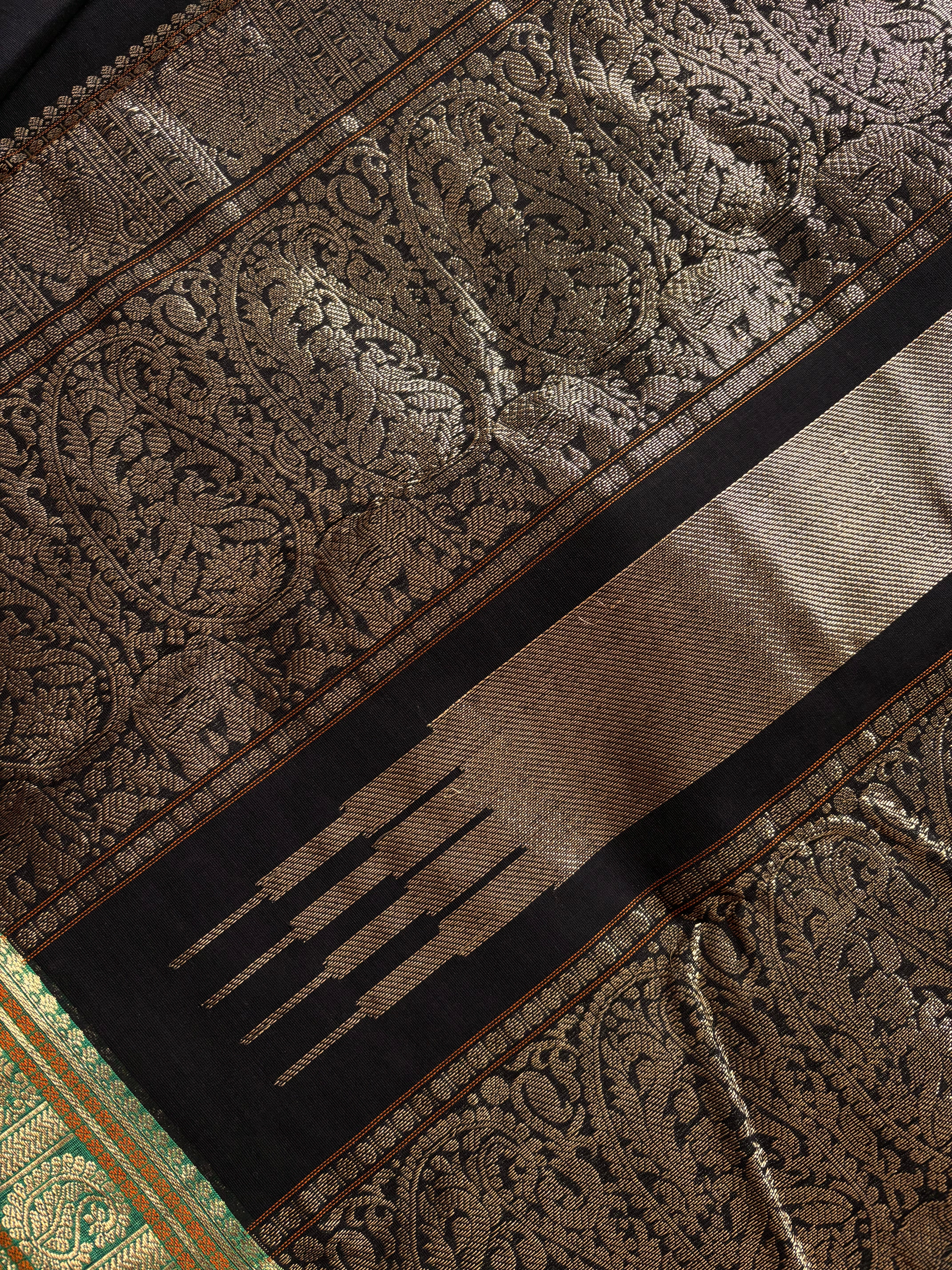 Handwoven Black Kanchipuram Cotton Saree