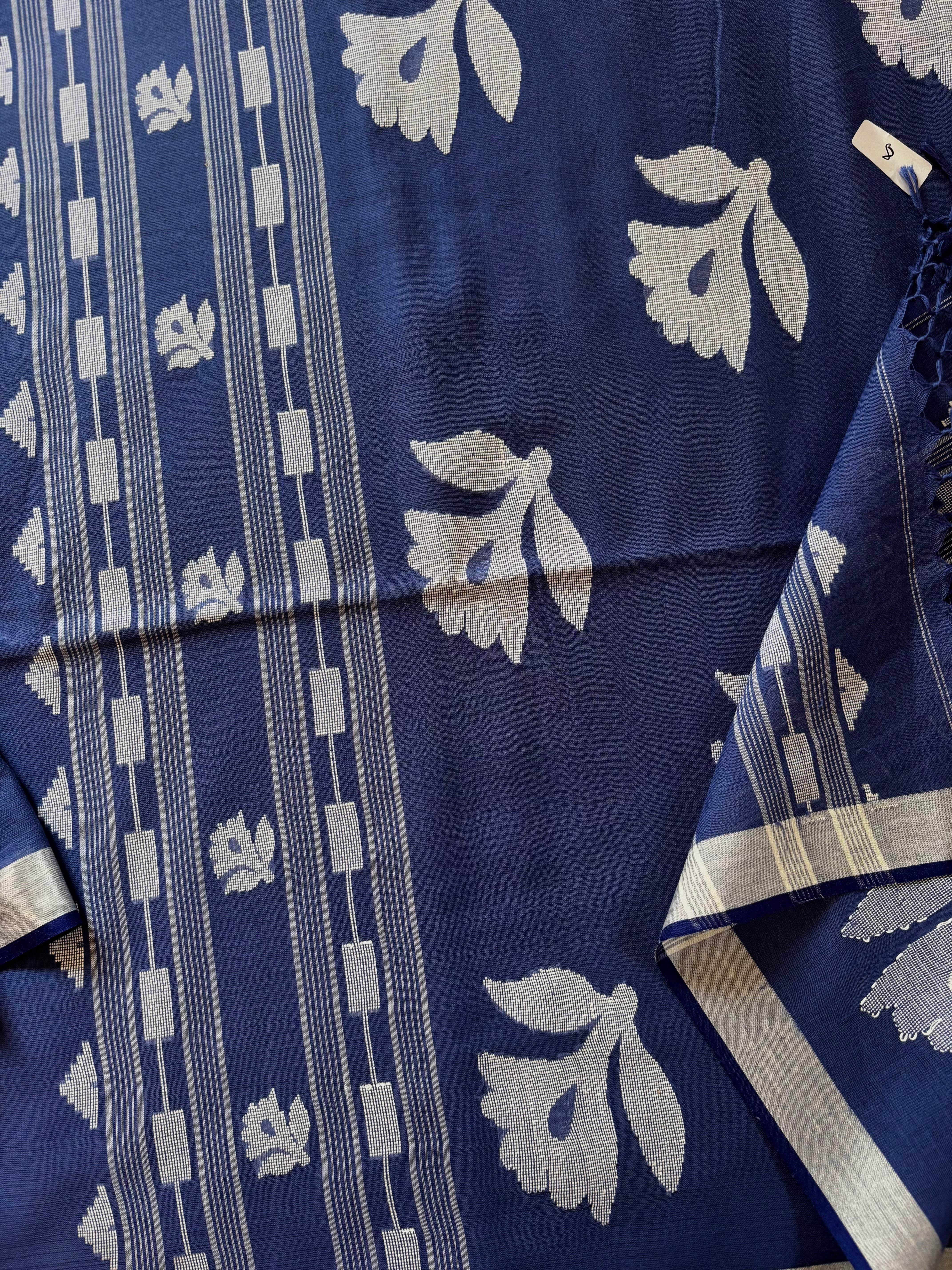 Handwoven Blue Colour Cotton Jamdani Saree