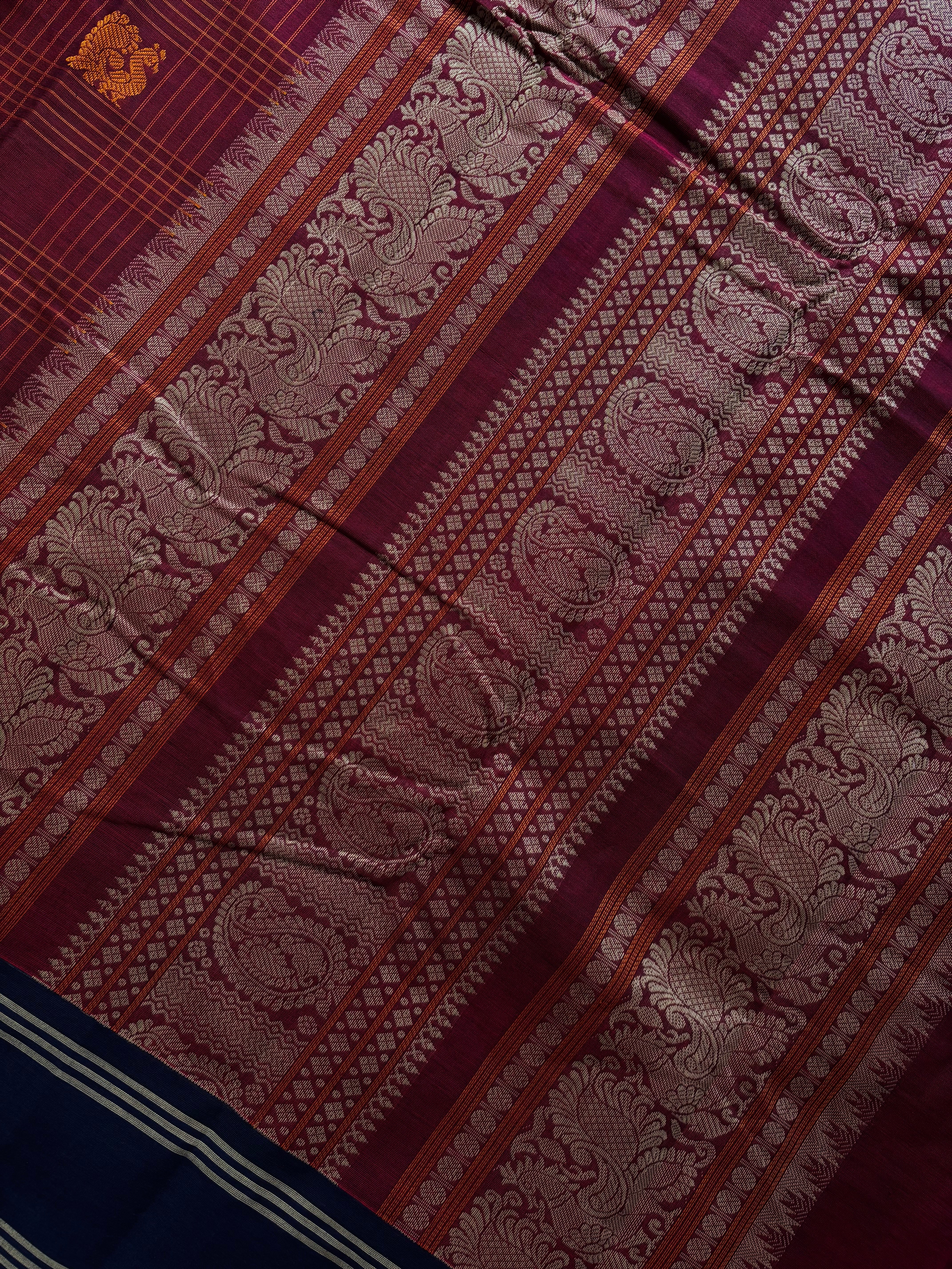 Handwoven Maroon Colour Kanchipuram Cotton Saree