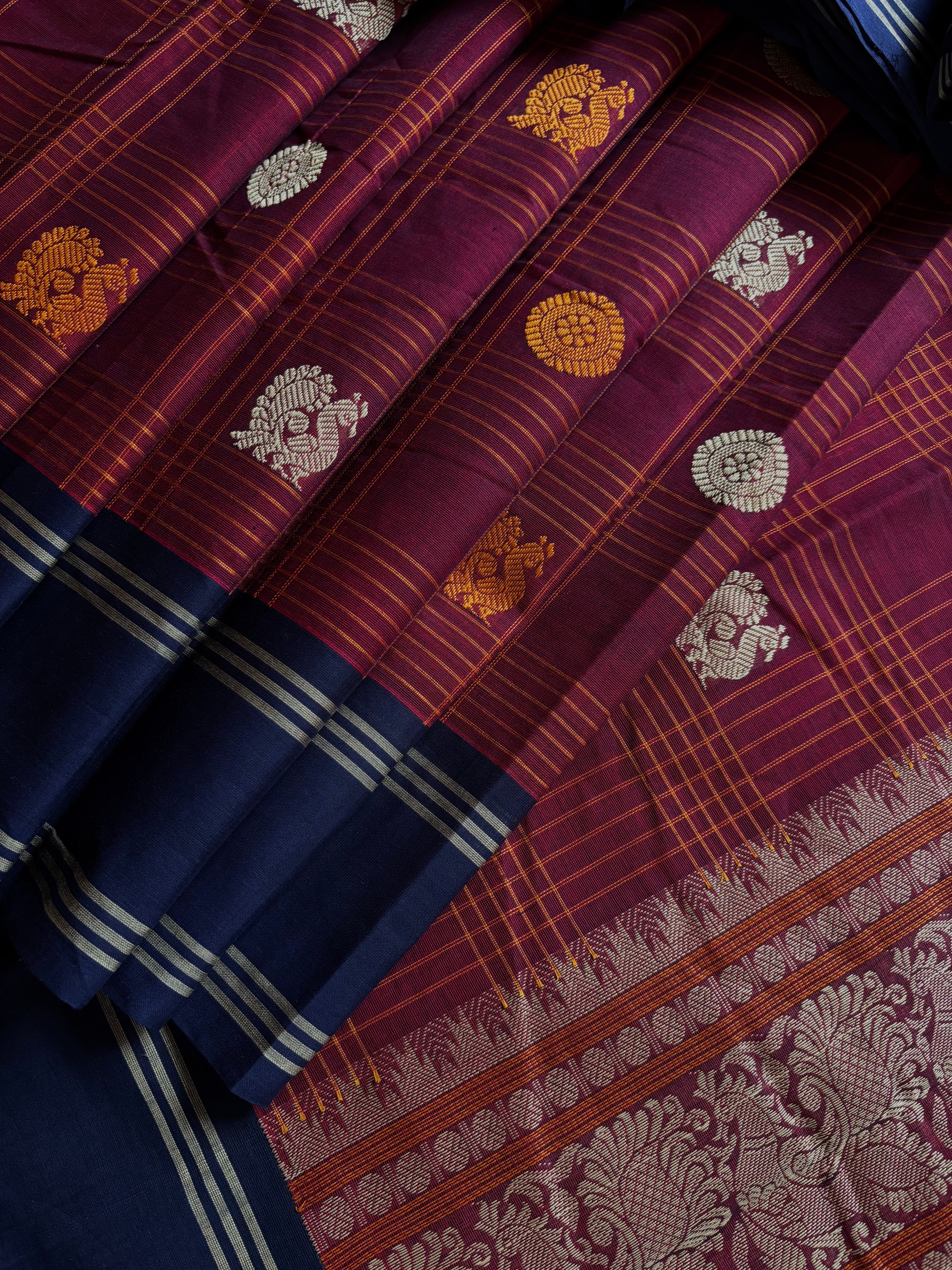 Handwoven Maroon Colour Kanchipuram Cotton Saree