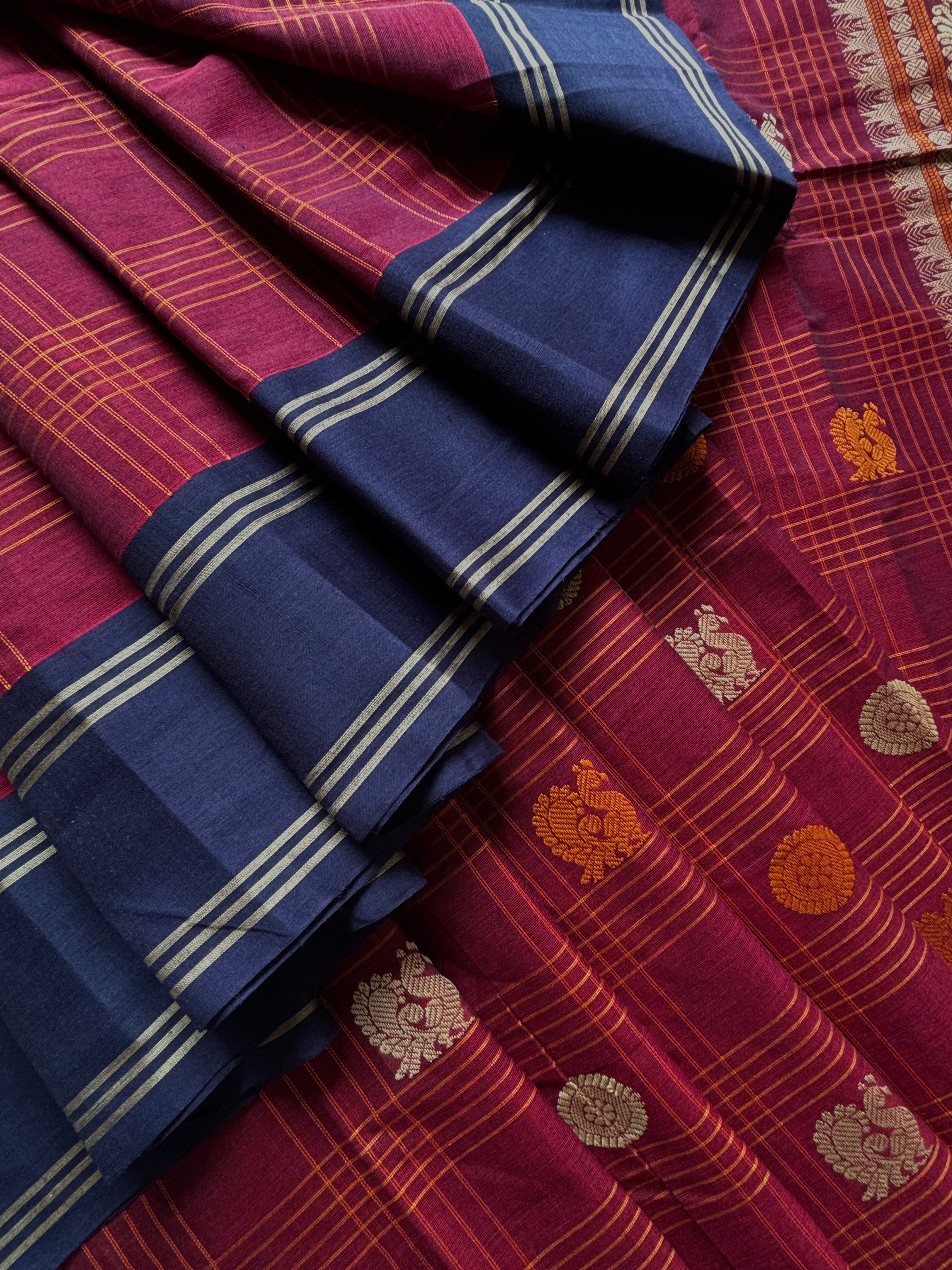 Handwoven Maroon Colour Kanchipuram Cotton Saree