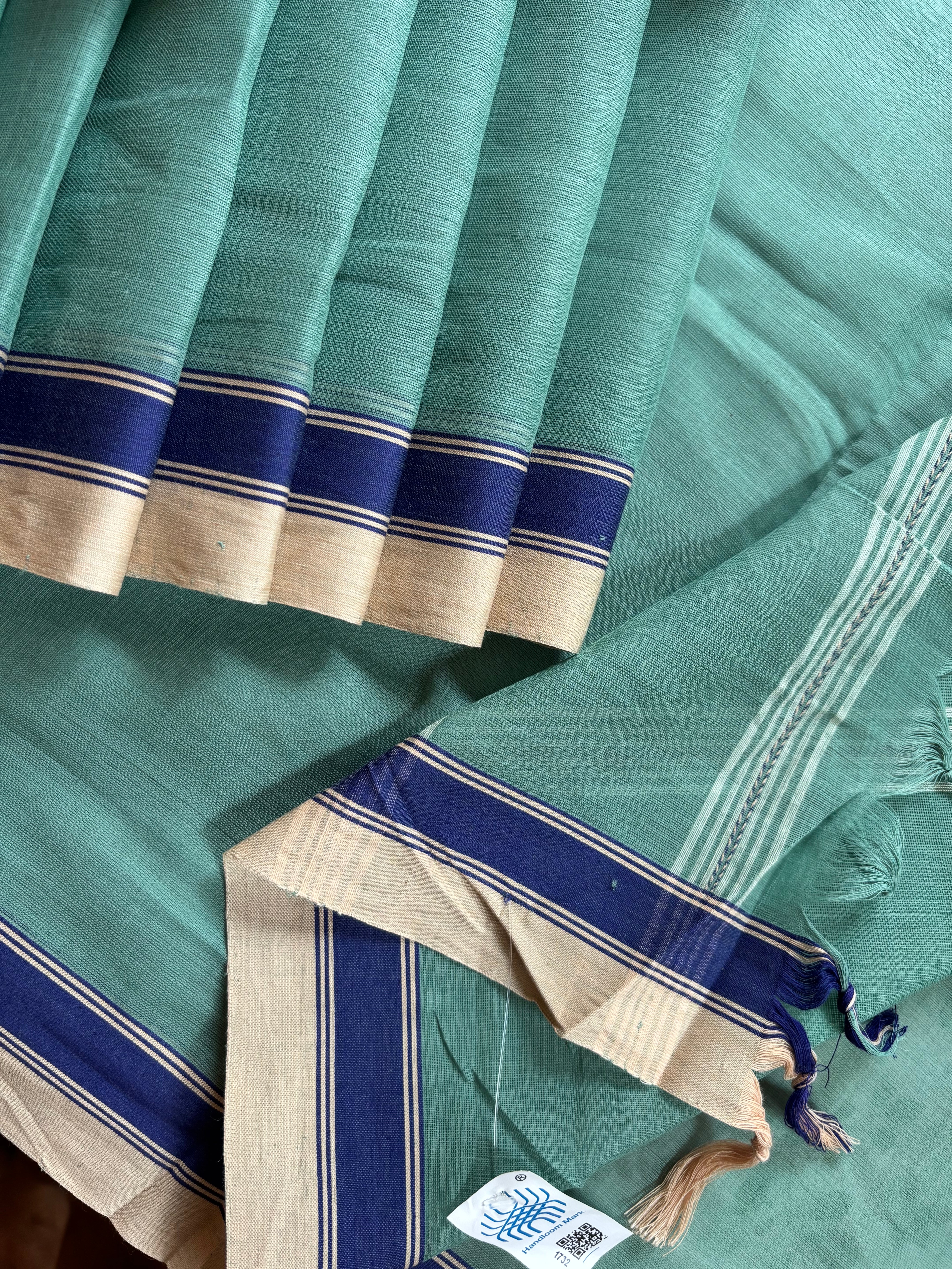 Handwoven Pastel Blue Colour Begampuri Cotton Saree