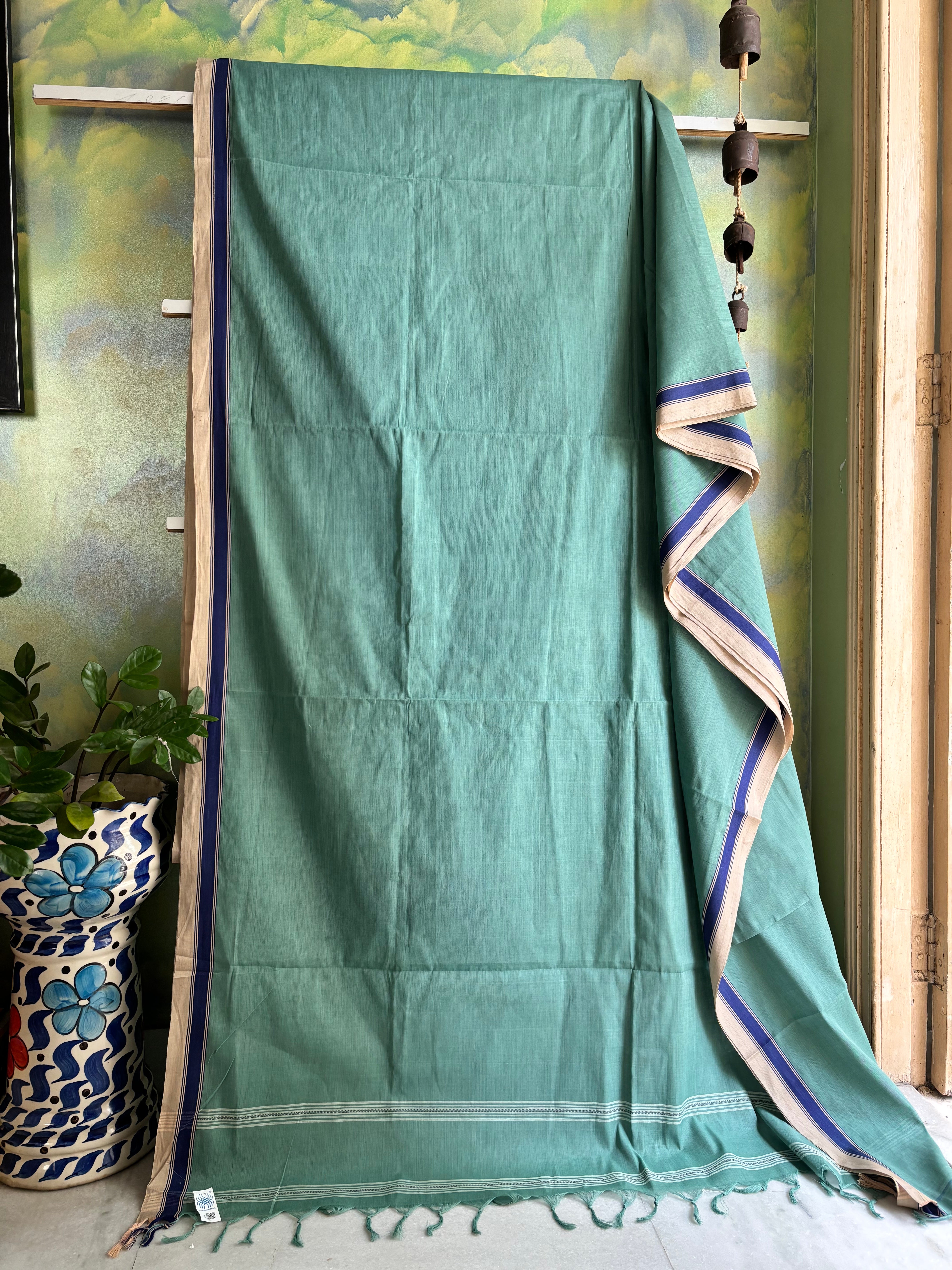 Handwoven Pastel Blue Colour Begampuri Cotton Saree