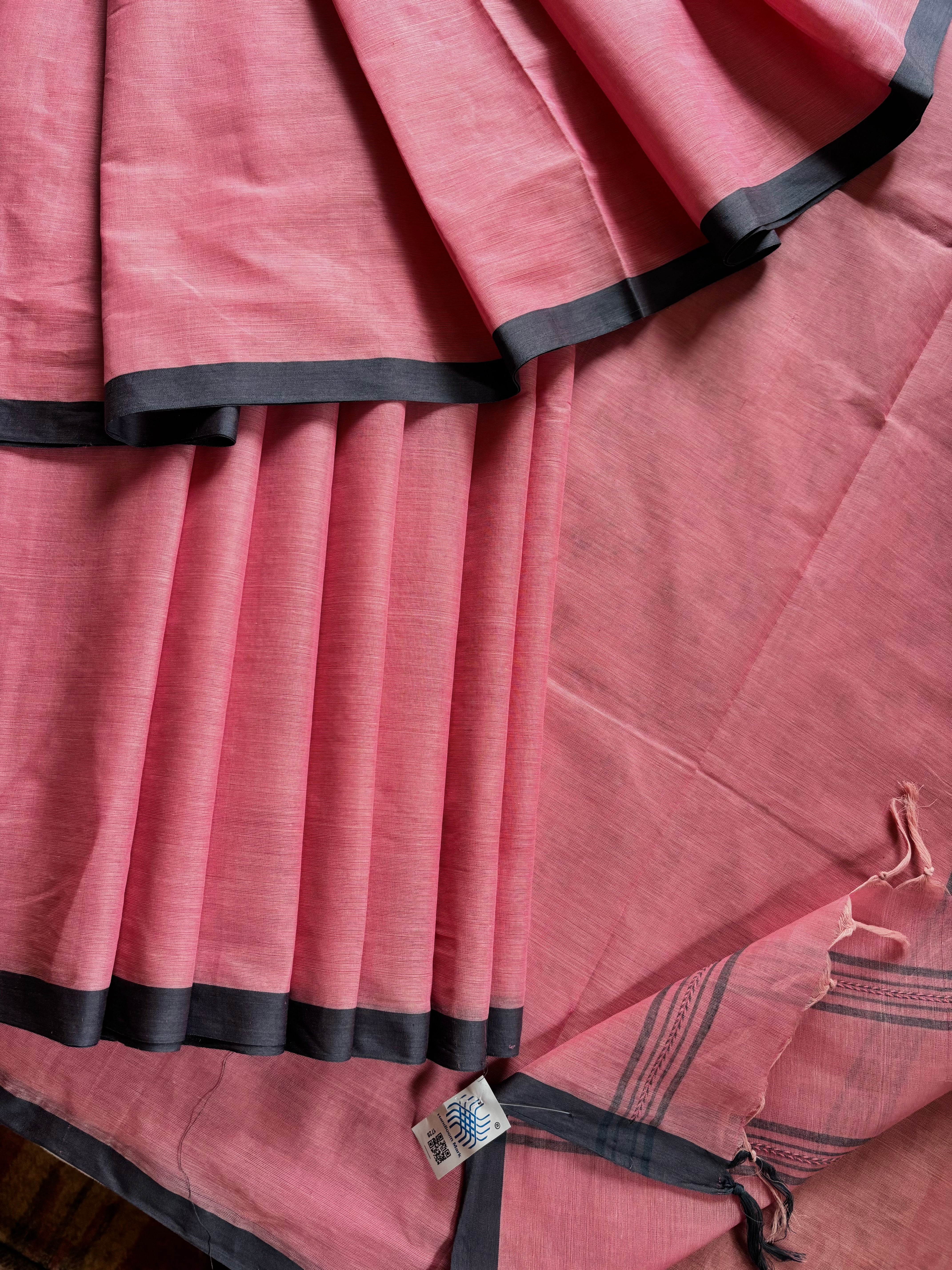 Handwoven Dusty Pink Colour Begampuri Cotton Saree