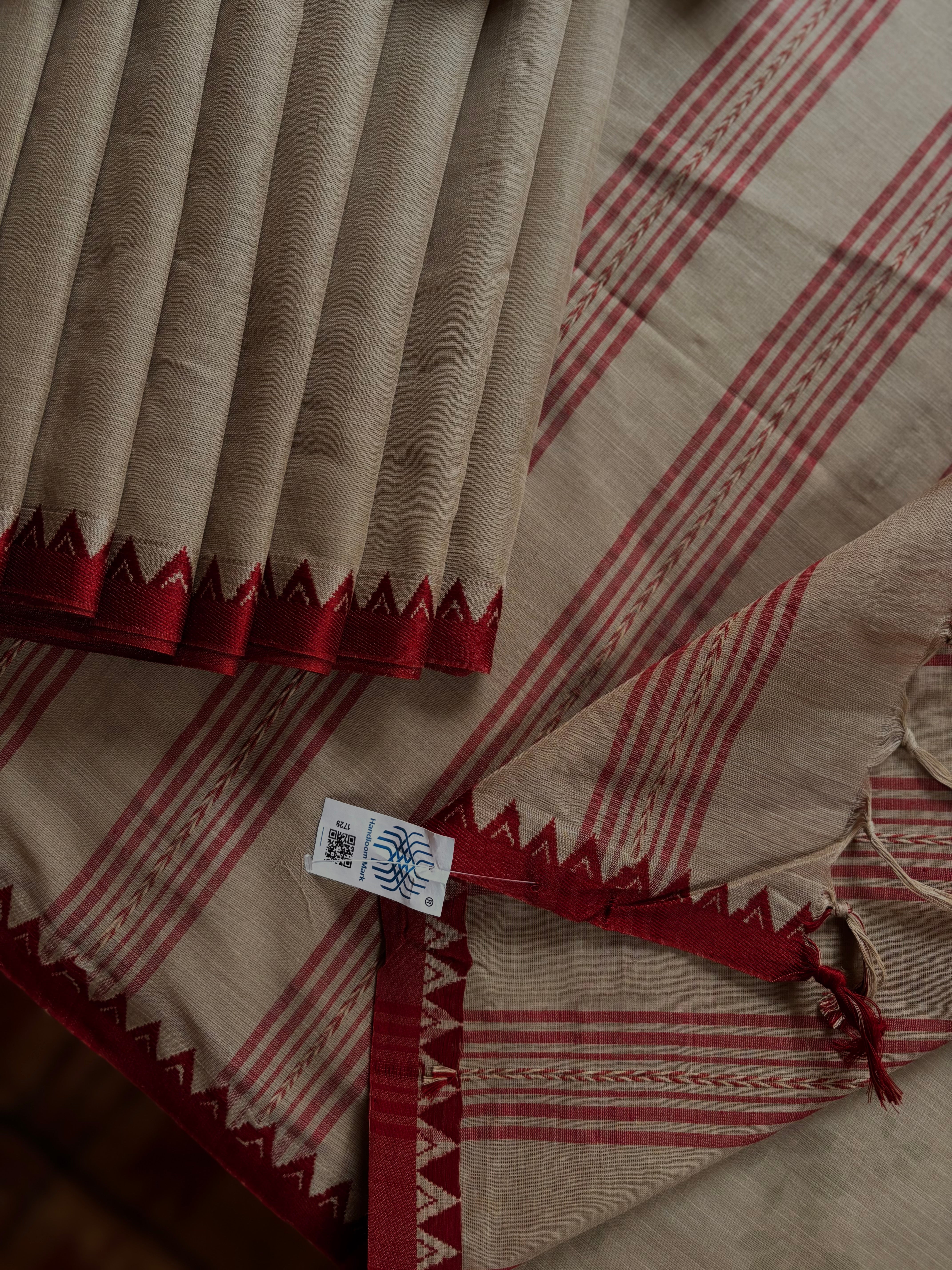 Handwoven Chandan Colour Begampuri Cotton Saree
