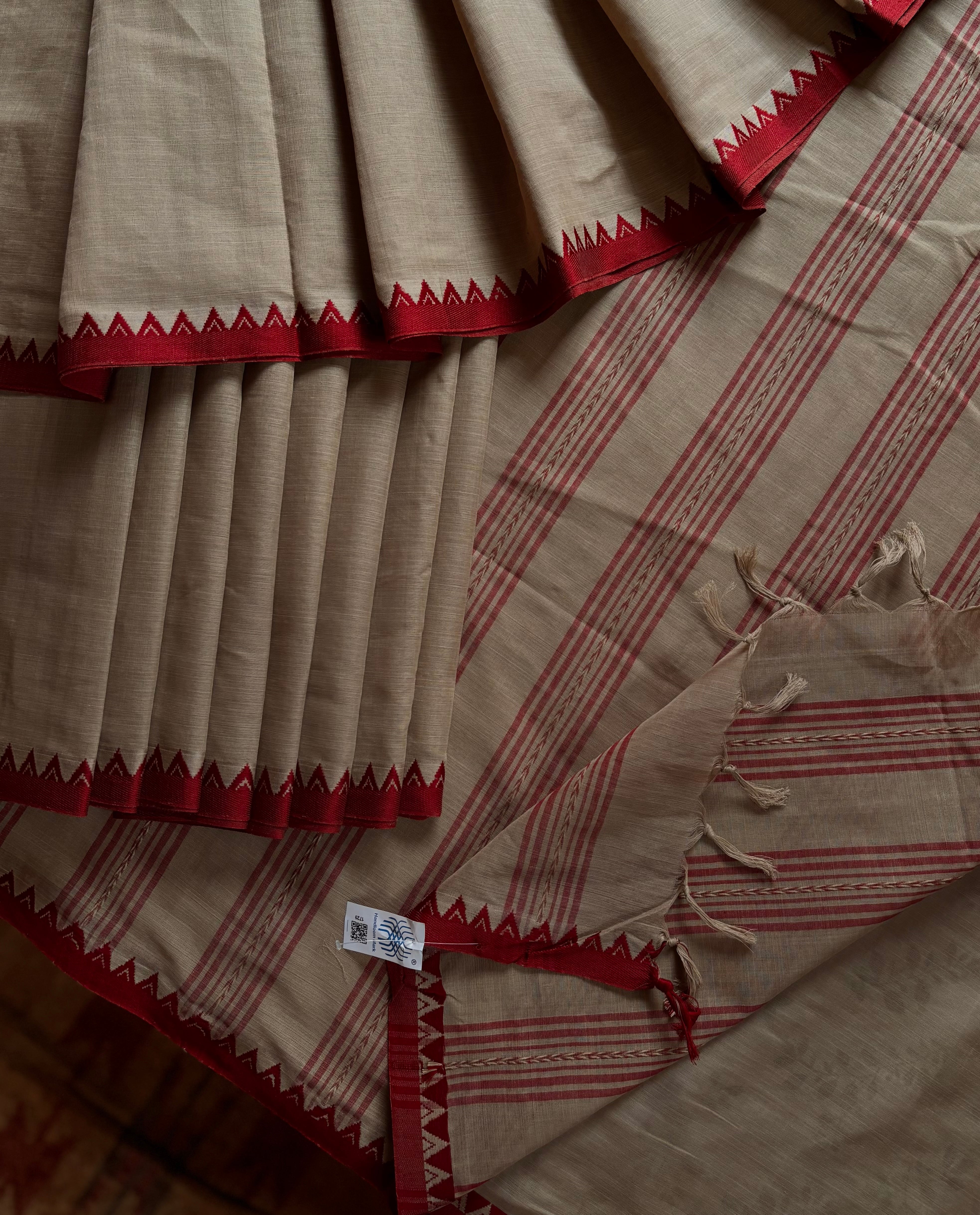 Handwoven Chandan Colour Begampuri Cotton Saree
