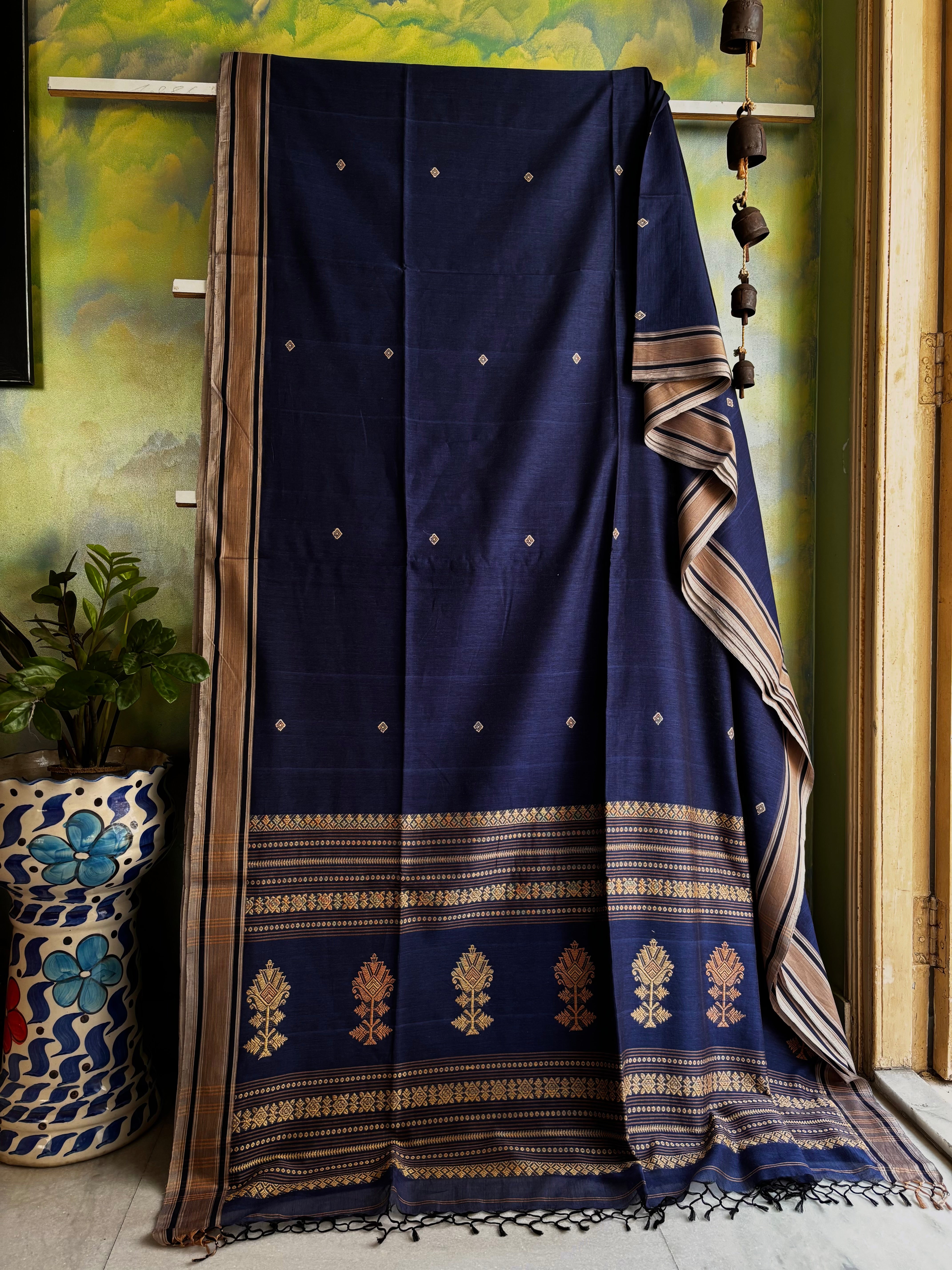 Handwoven Blue Colour Phulia Cotton Saree