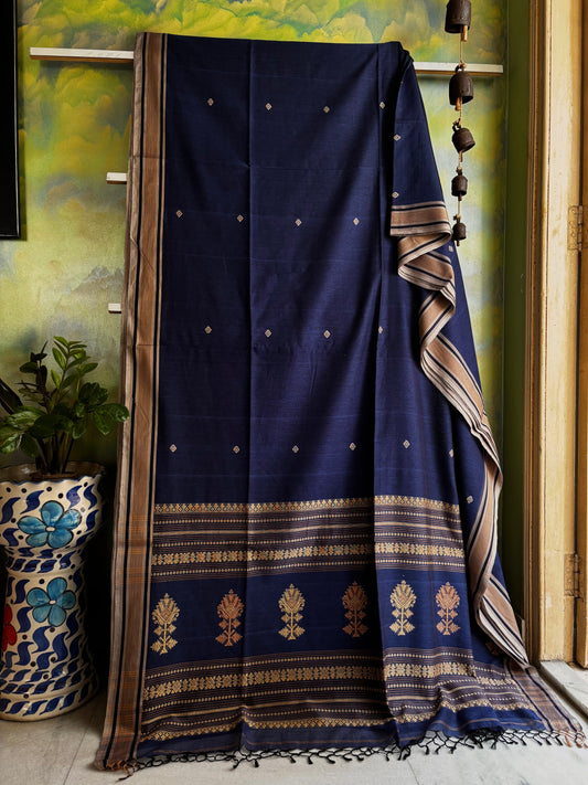 Handwoven Blue Colour Phulia Cotton Saree