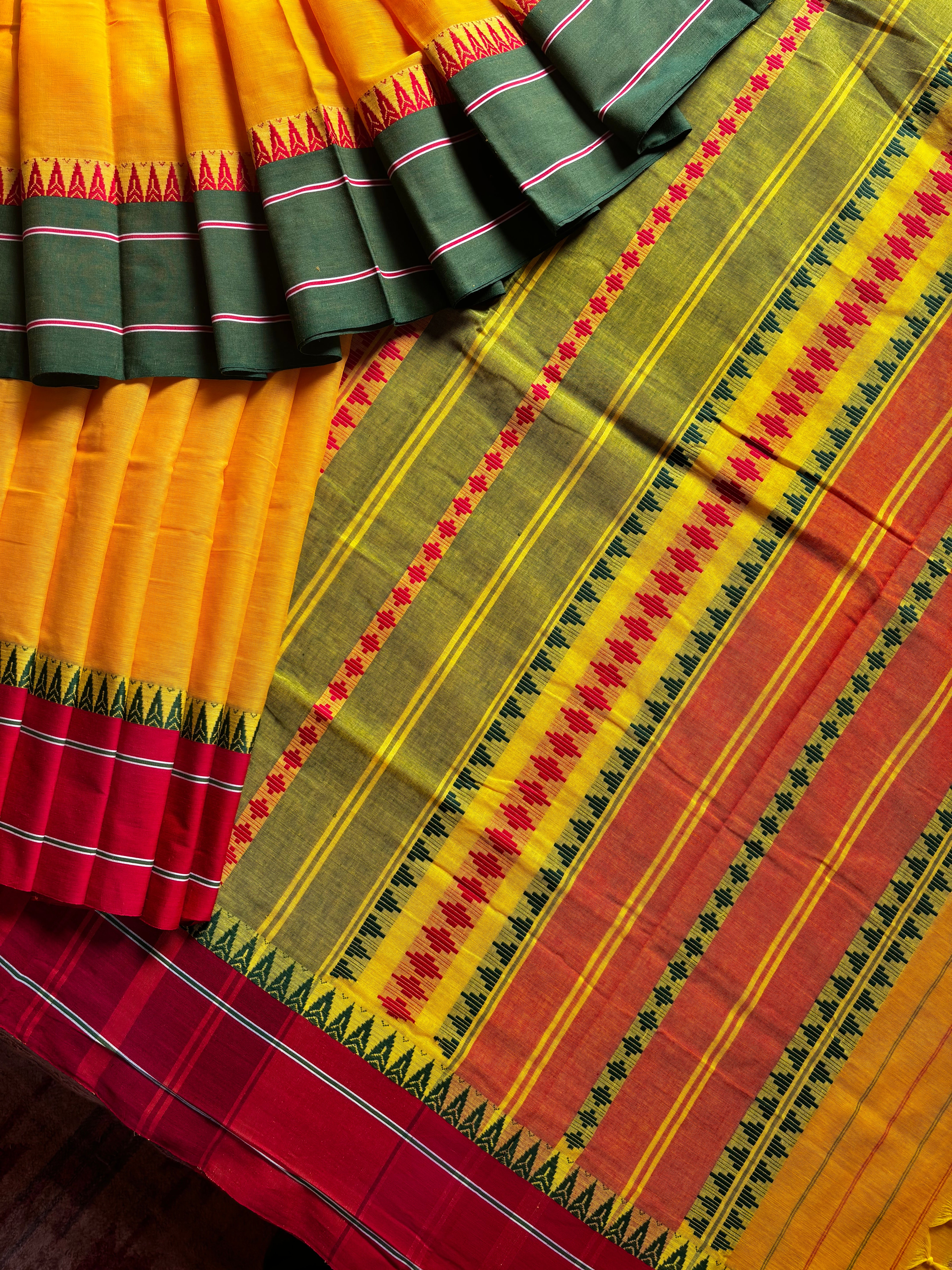 Handwoven Mango Yellow Colour Begampuri Cotton Saree