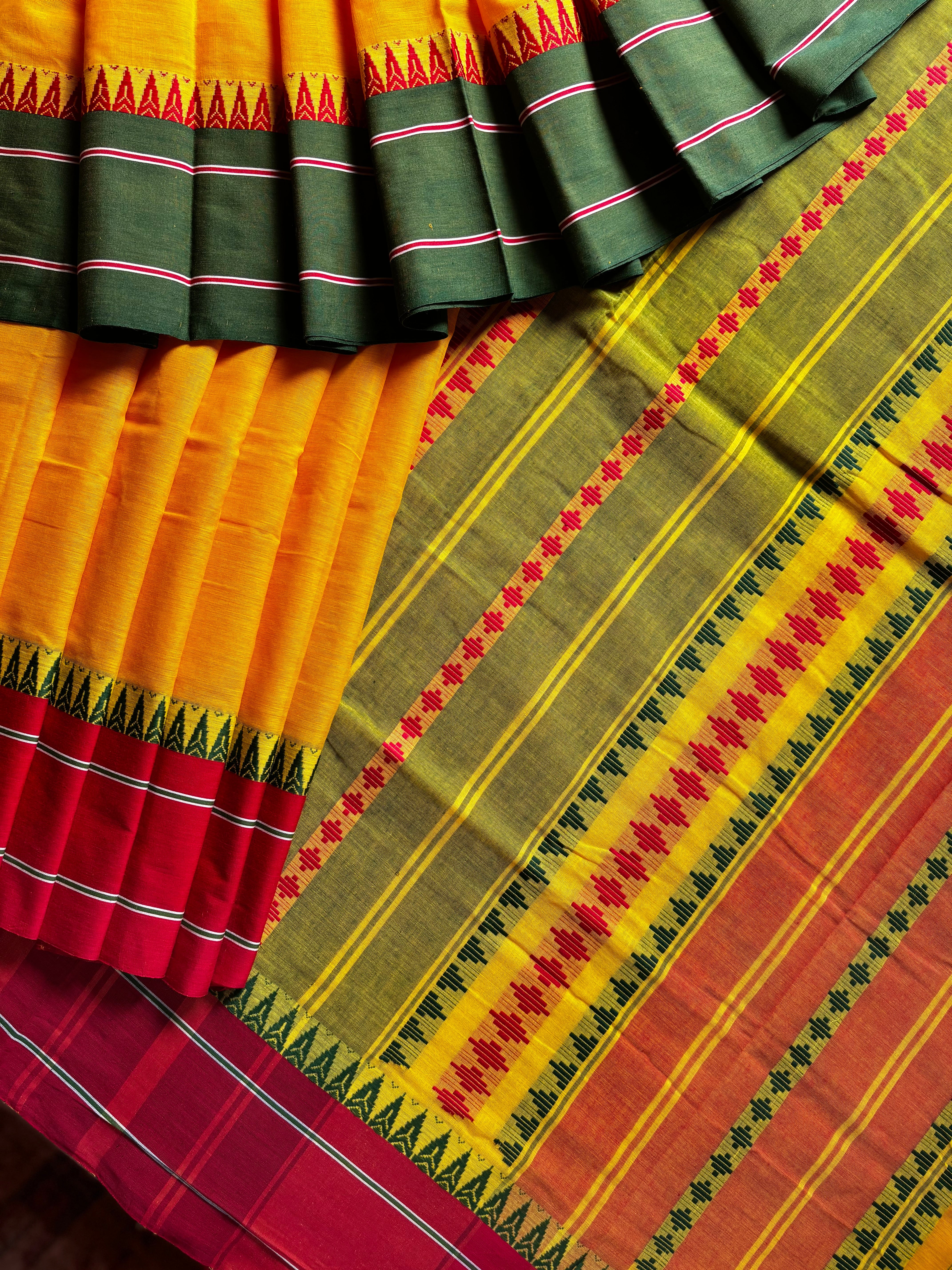 Handwoven Mango Yellow Colour Begampuri Cotton Saree