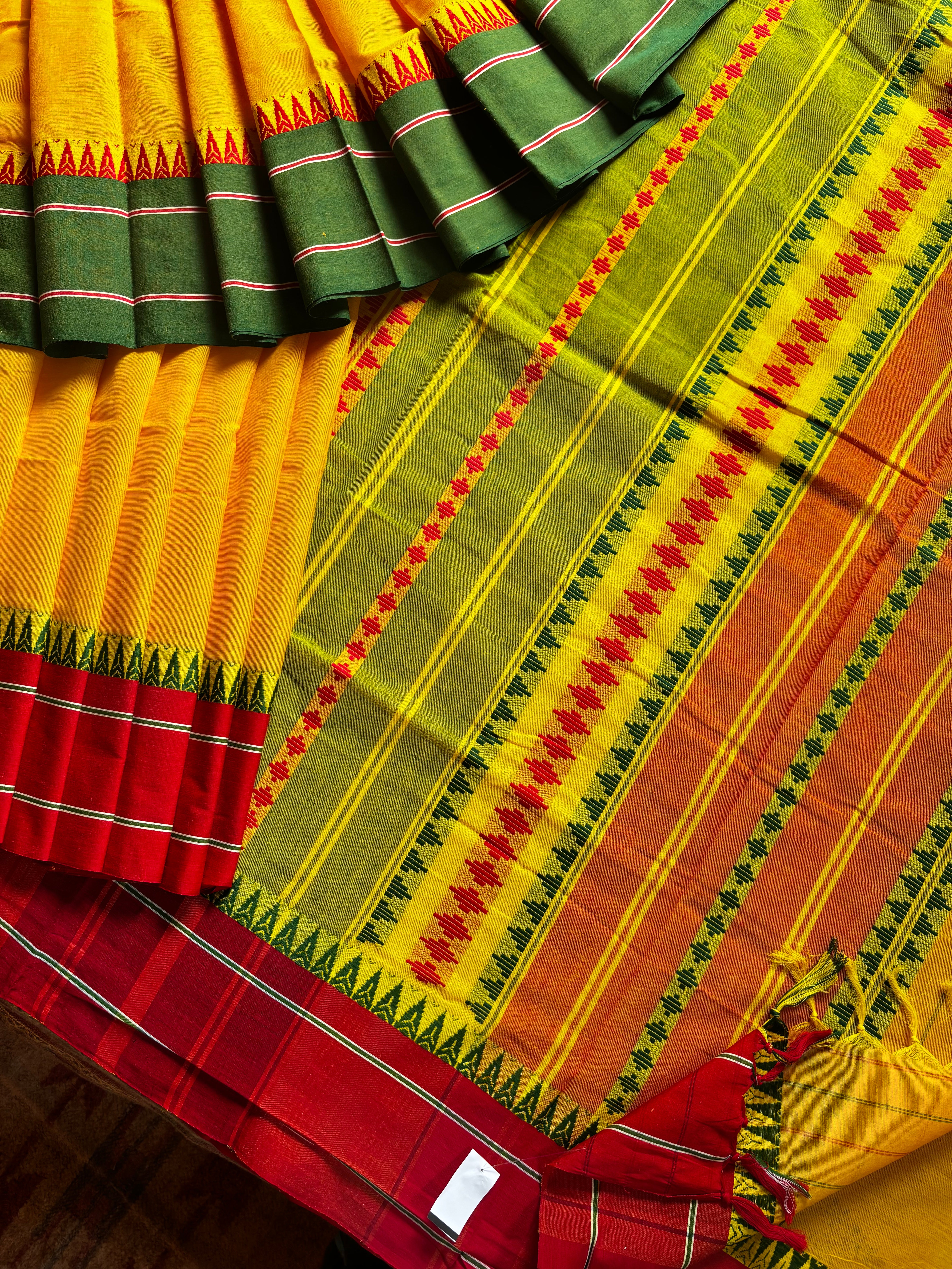 Handwoven Mango Yellow Colour Begampuri Cotton Saree