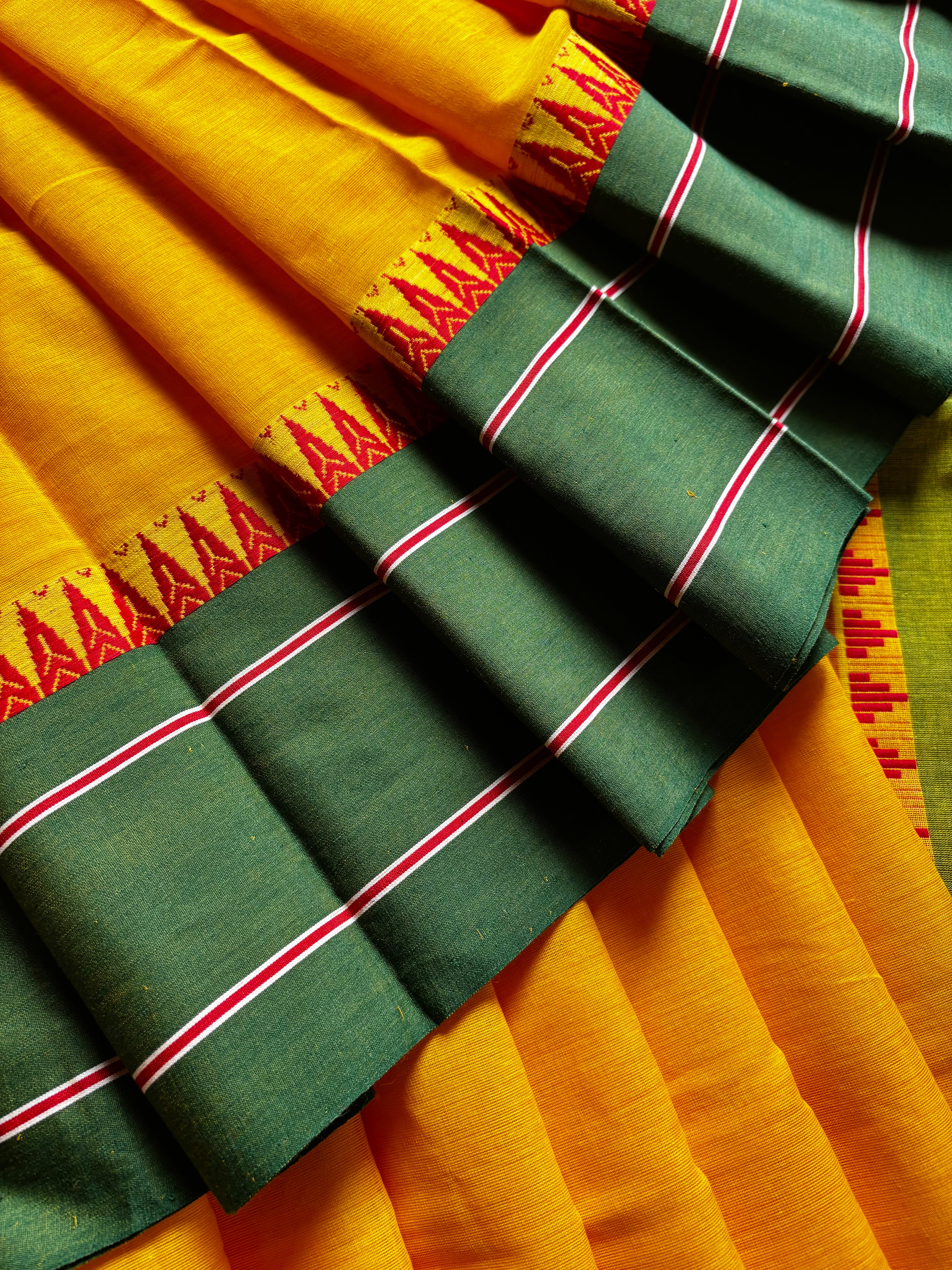 Handwoven Mango Yellow Colour Begampuri Cotton Saree