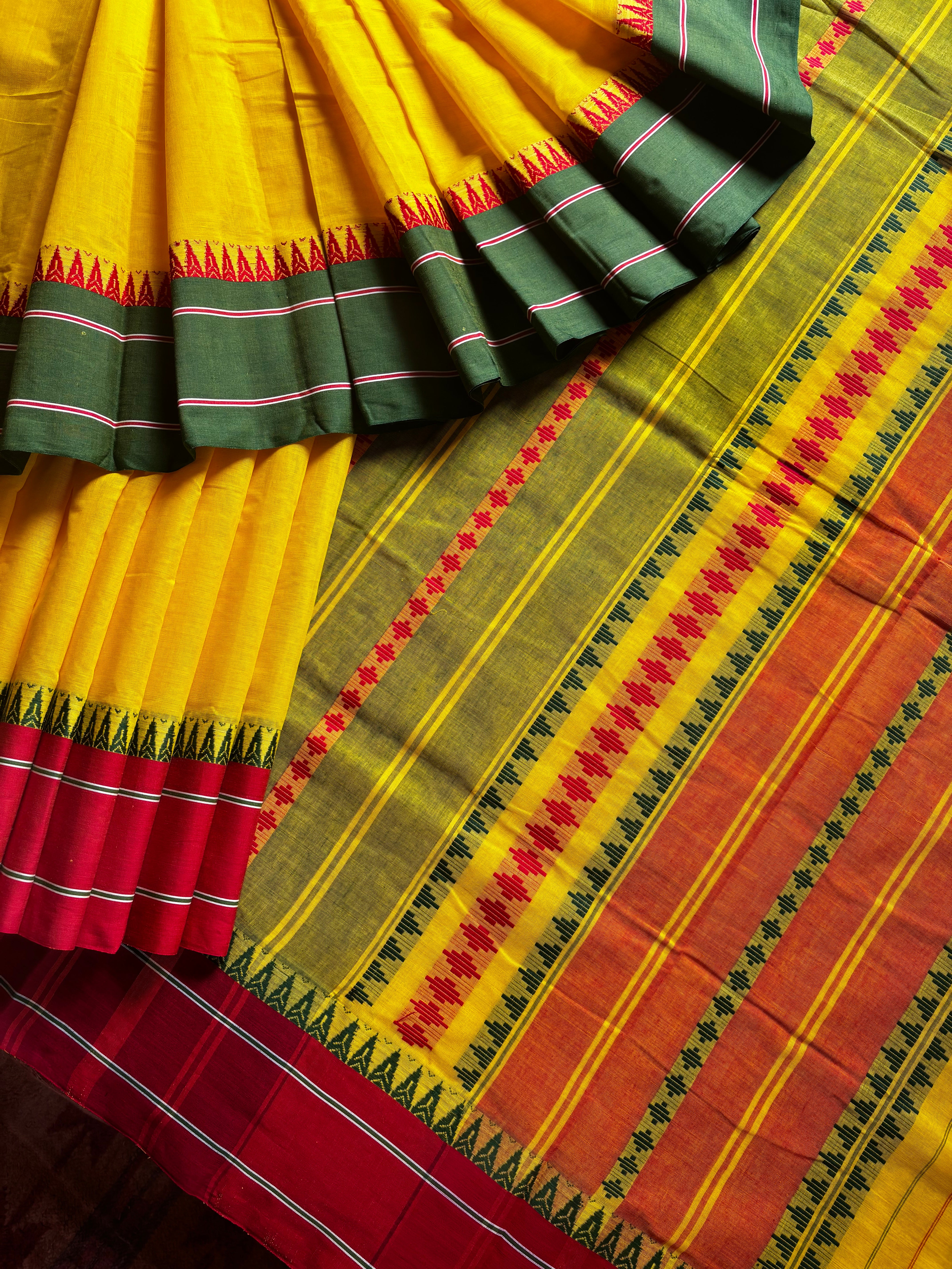 Handwoven Lemon Yellow Colour Begampuri Cotton Saree