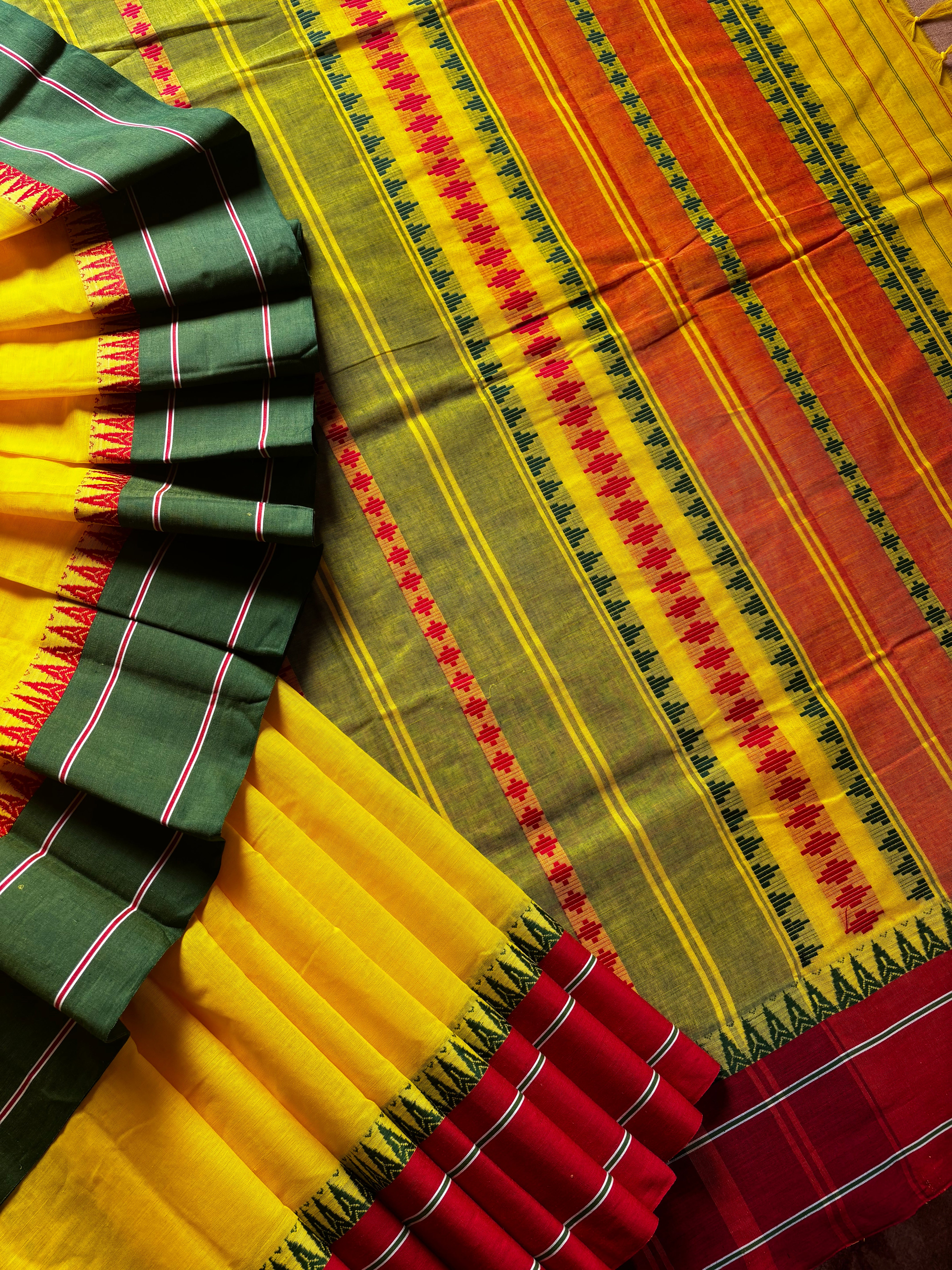 Handwoven Lemon Yellow Colour Begampuri Cotton Saree