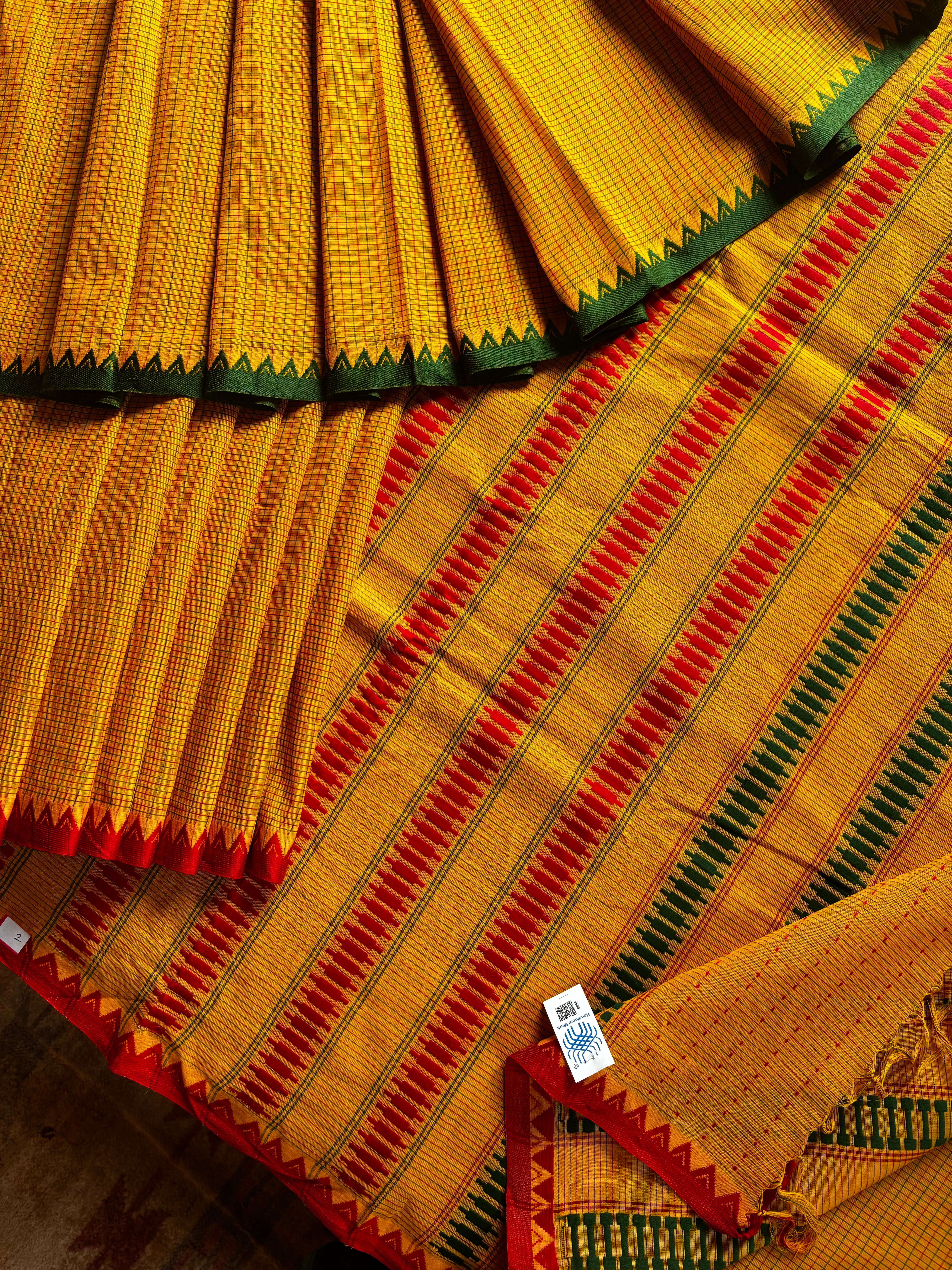Handwoven Mustard Yellow Begampuri Cotton Saree