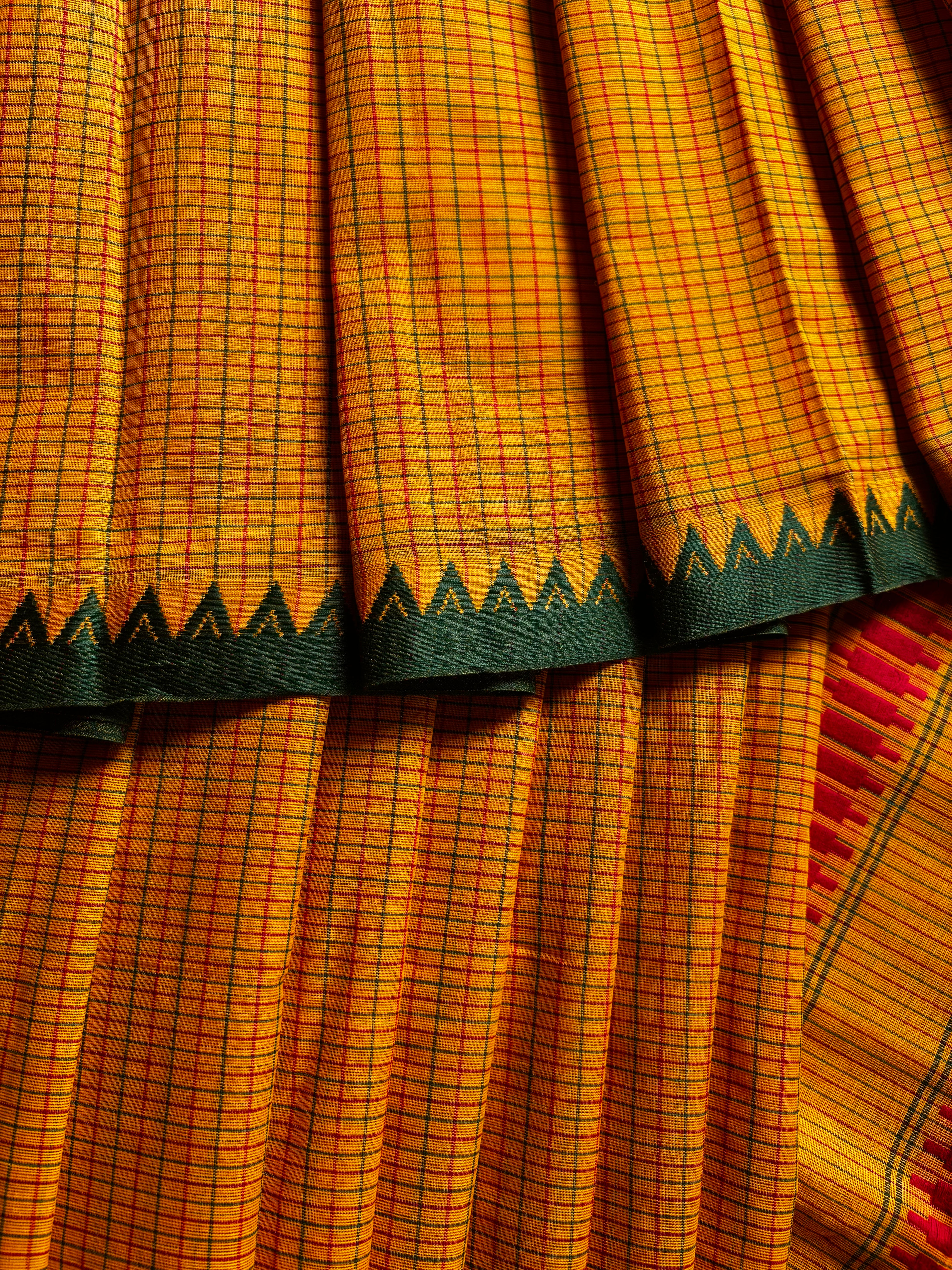 Handwoven Mustard Yellow Begampuri Cotton Saree
