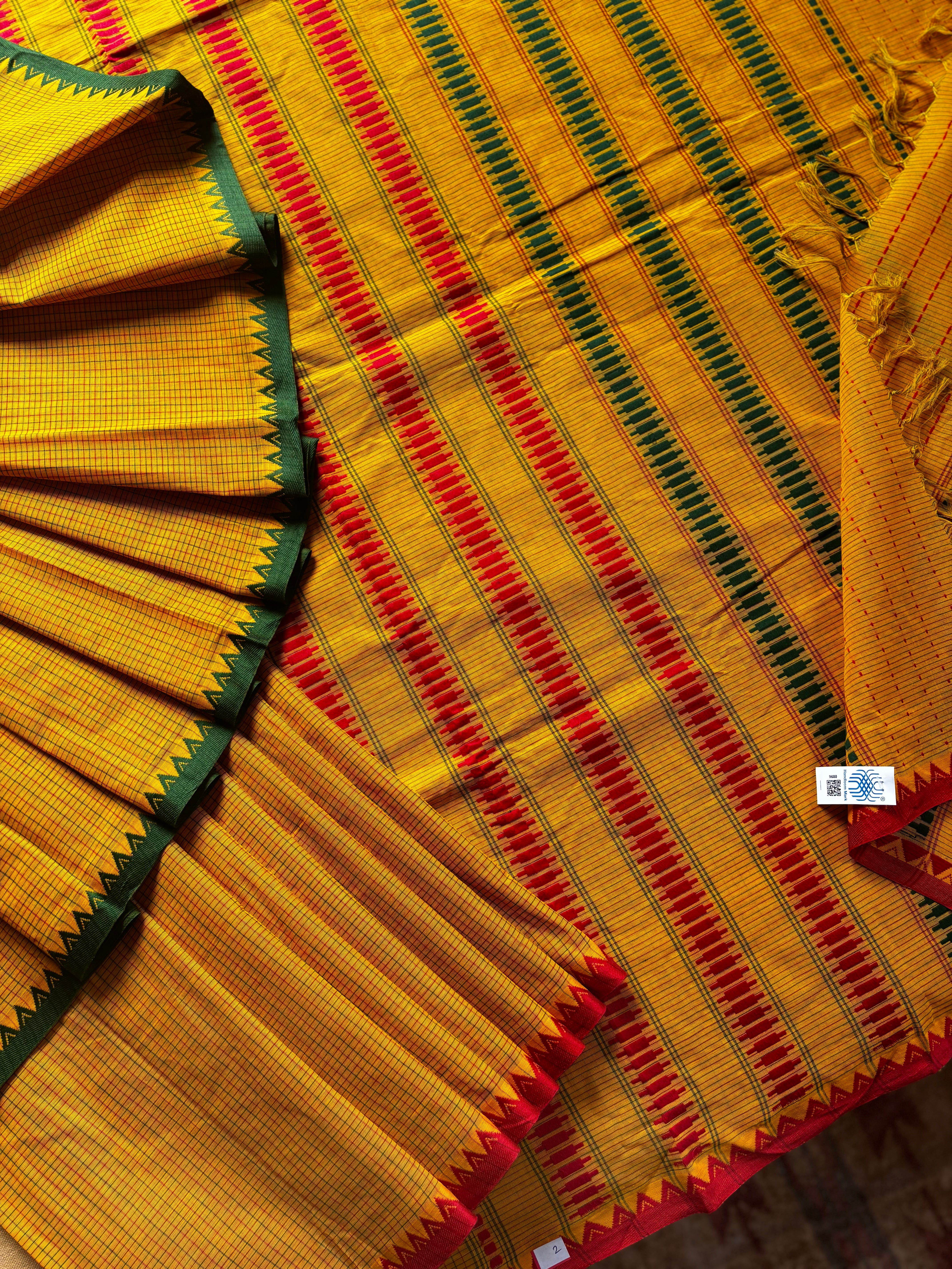 Handwoven Mustard Yellow Begampuri Cotton Saree