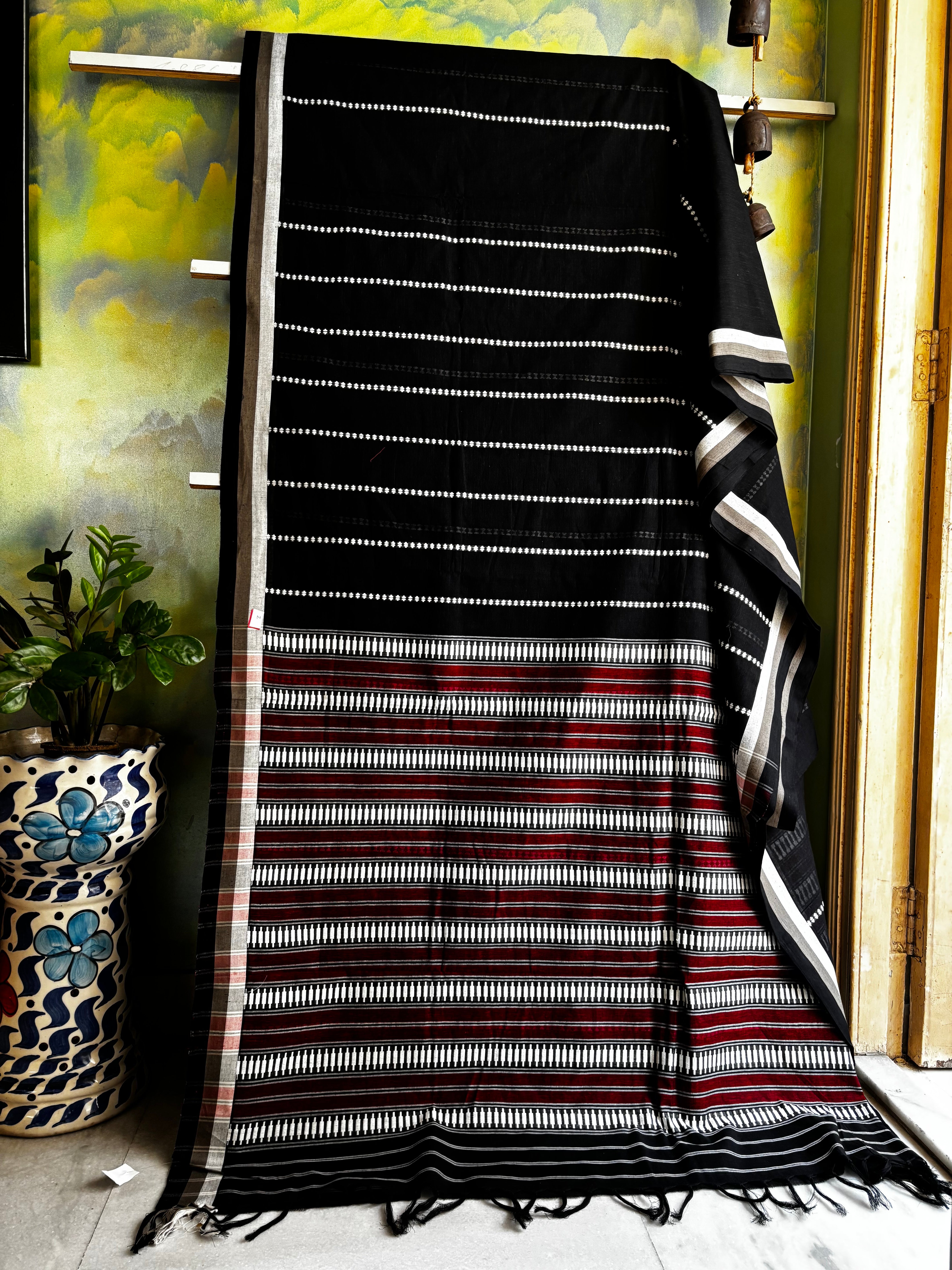 Handwoven Black Begampuri Cotton Saree