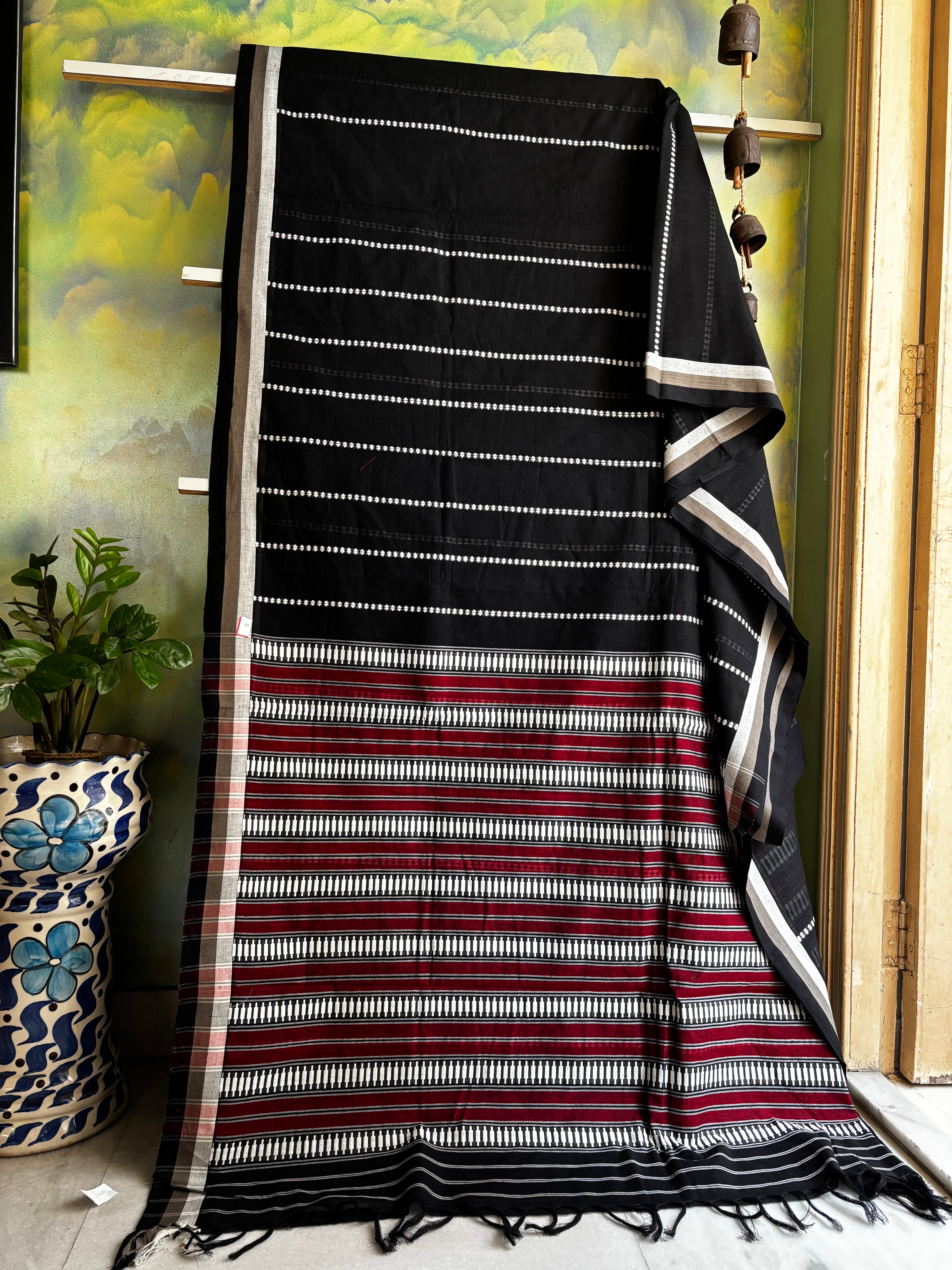 Handwoven Black Begampuri Cotton Saree