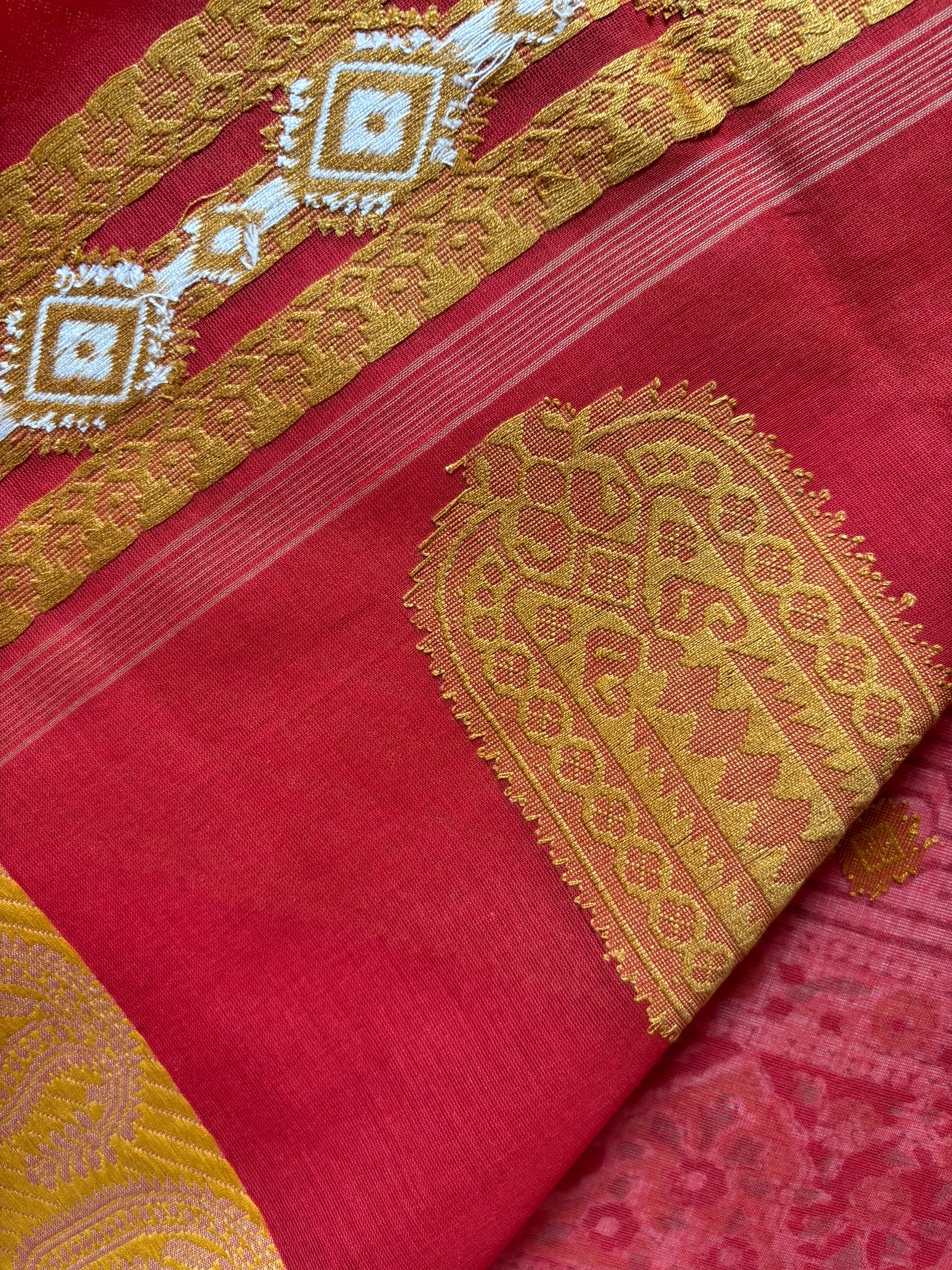 Handwoven Matte Orange Colour Phulia Cotton Saree