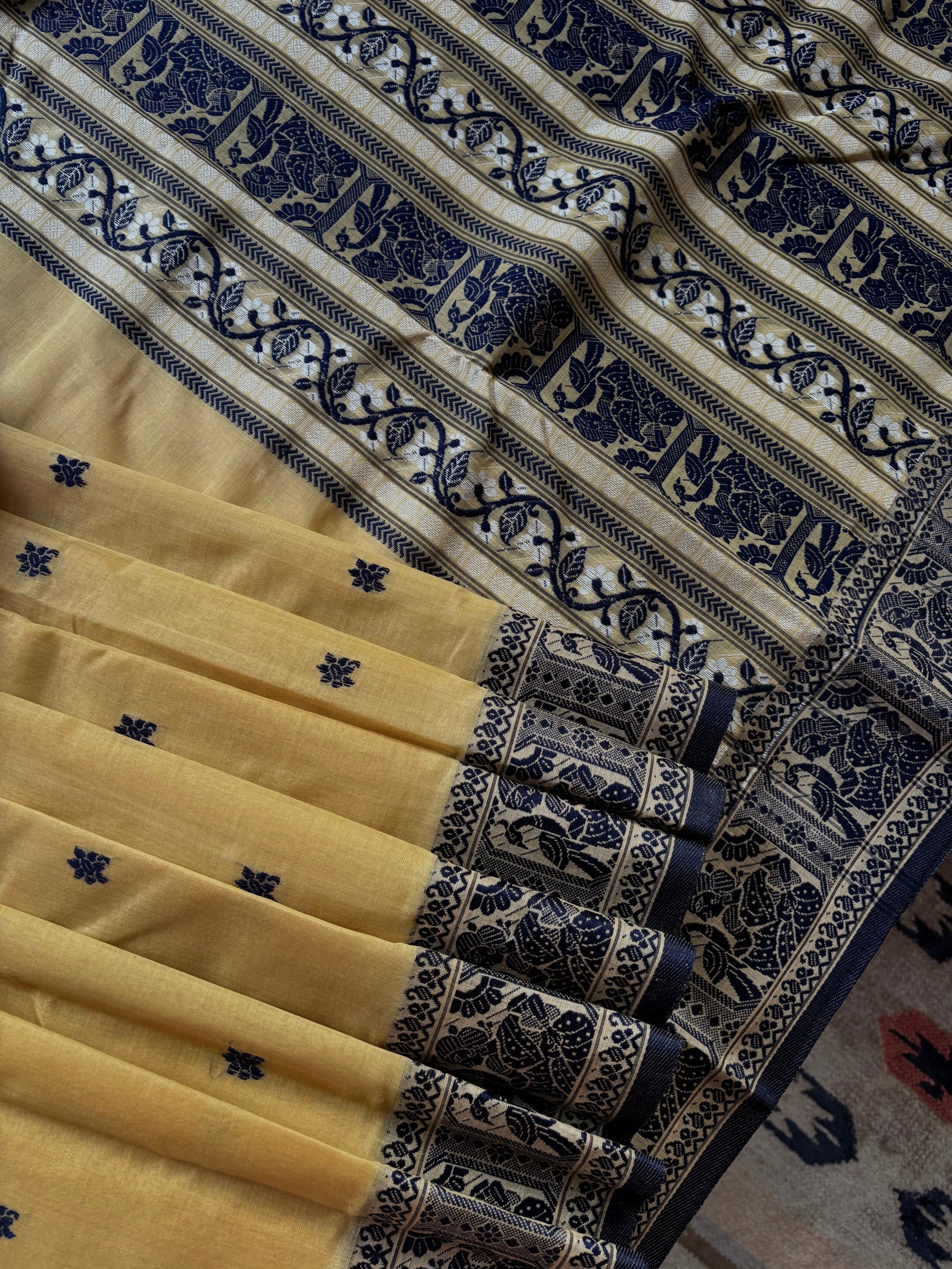 Handwoven Biscuit Beige Colour Cotton Baluchari Saree