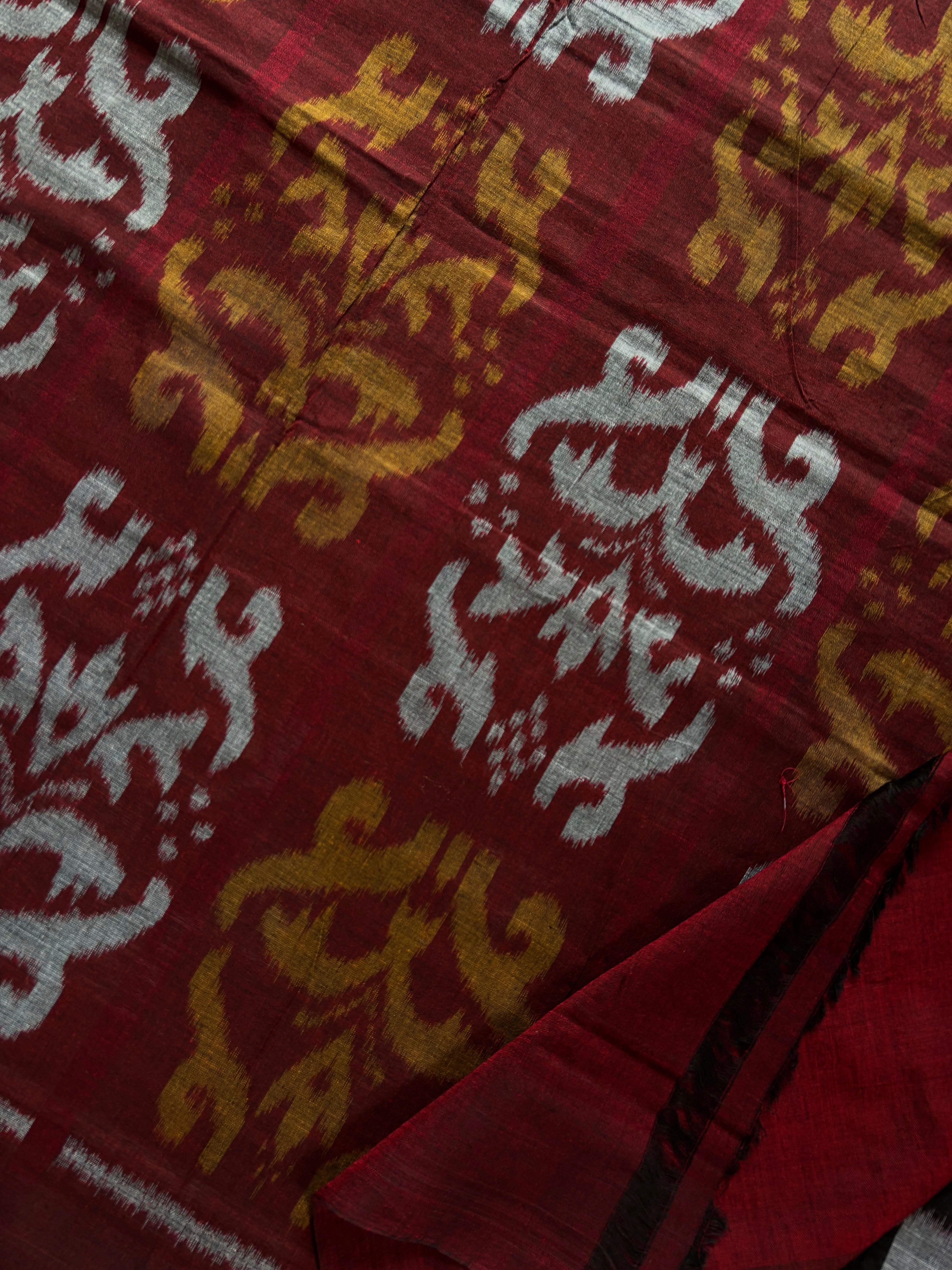 Handwoven Black Maroon Grey Odisha Cotton Ikkat Saree