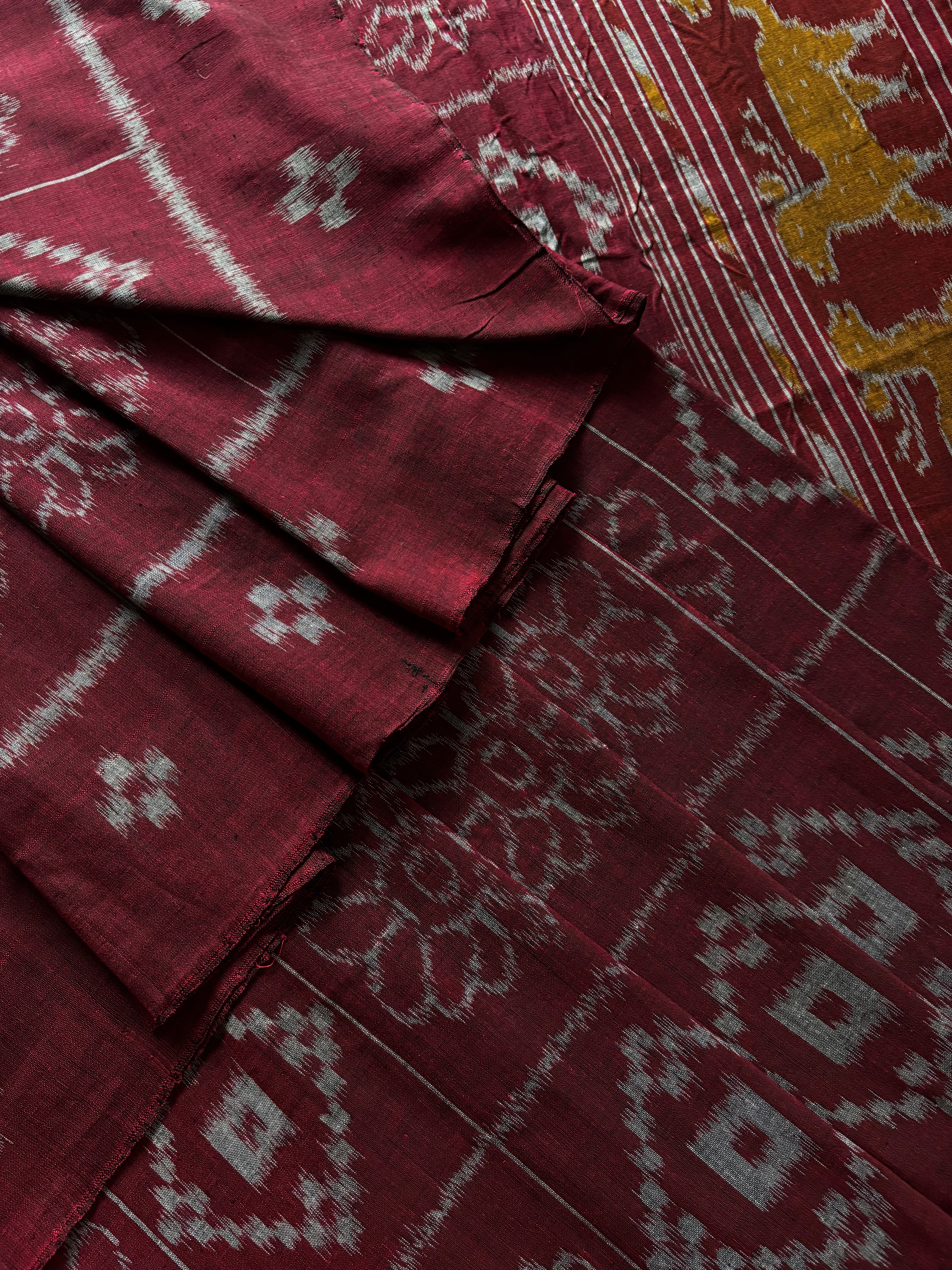 Handwoven Maroon Grey Odisha Cotton Ikkat Saree