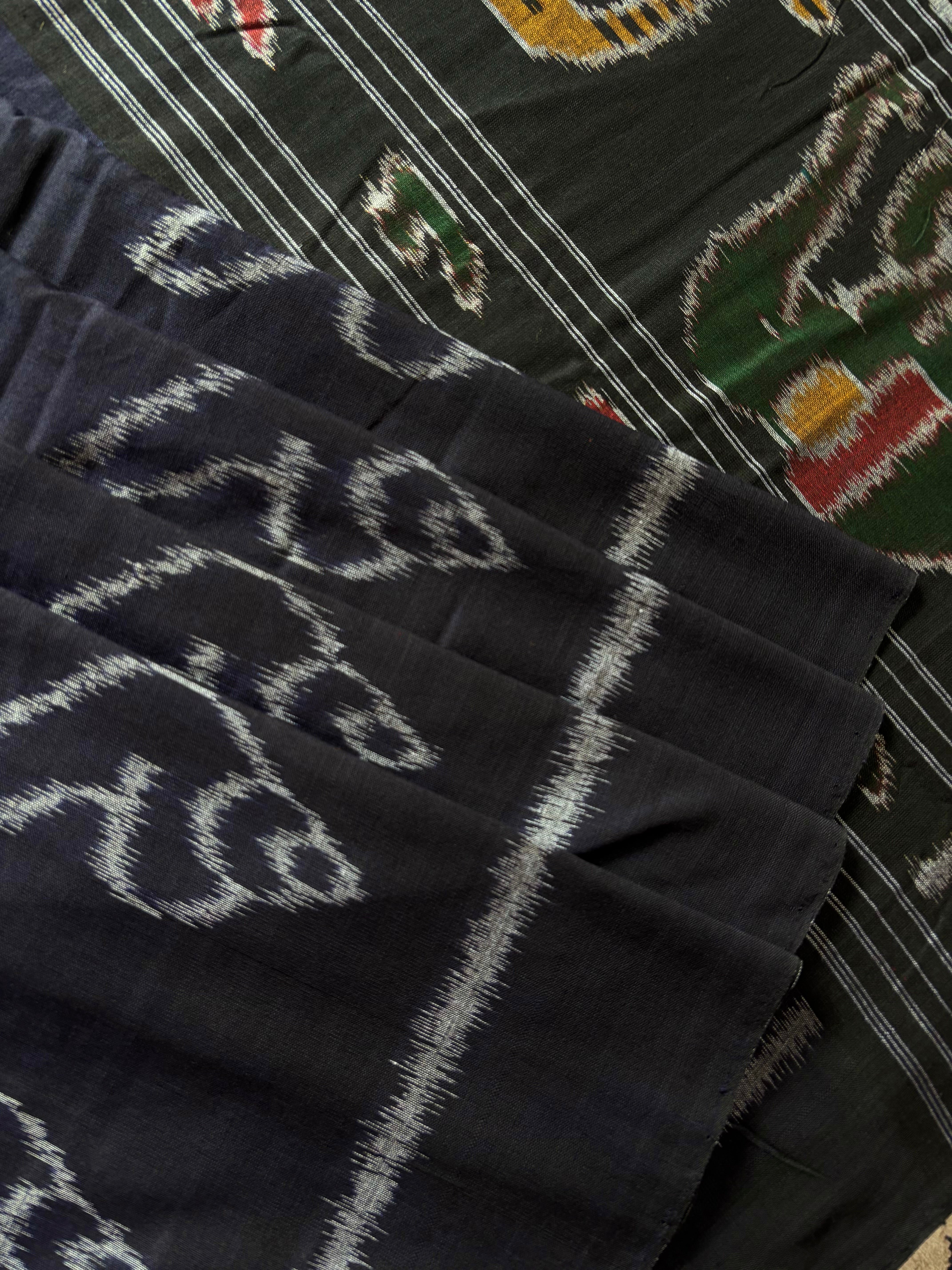 Handwoven Dark Midnight Blue Odisha Cotton Ikkat Saree